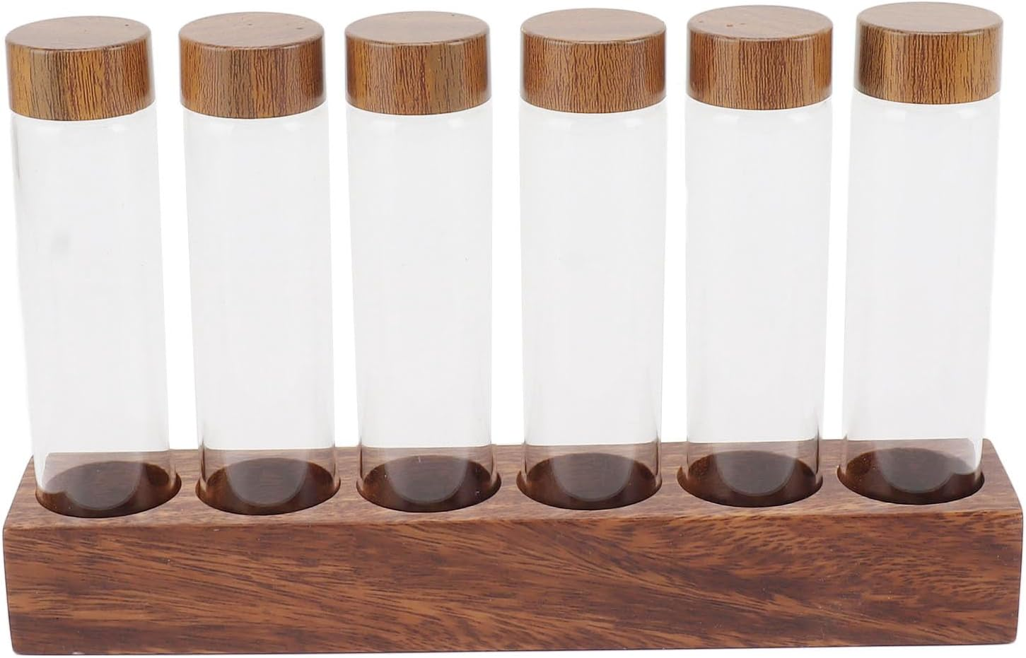 Coffee Bean Cellars, Glass Single Dose Coffee Beans Storage Tubes with Walnut Wood Stand Lid & Funnel, Glass Cellars Single Dose Coffee Bean Container for Cafe Kitchen (6 Tube) image number 3