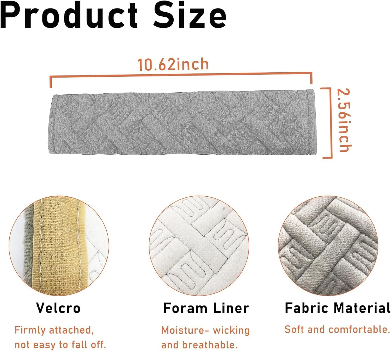 Universal 2-Pack Car Seat Belt Covers - Soft Shoulder Strap Pads for Comfortable Driving, Adjustable Breathable Harness Pad Protector - Car Interior Accessories(Grey) image number 5