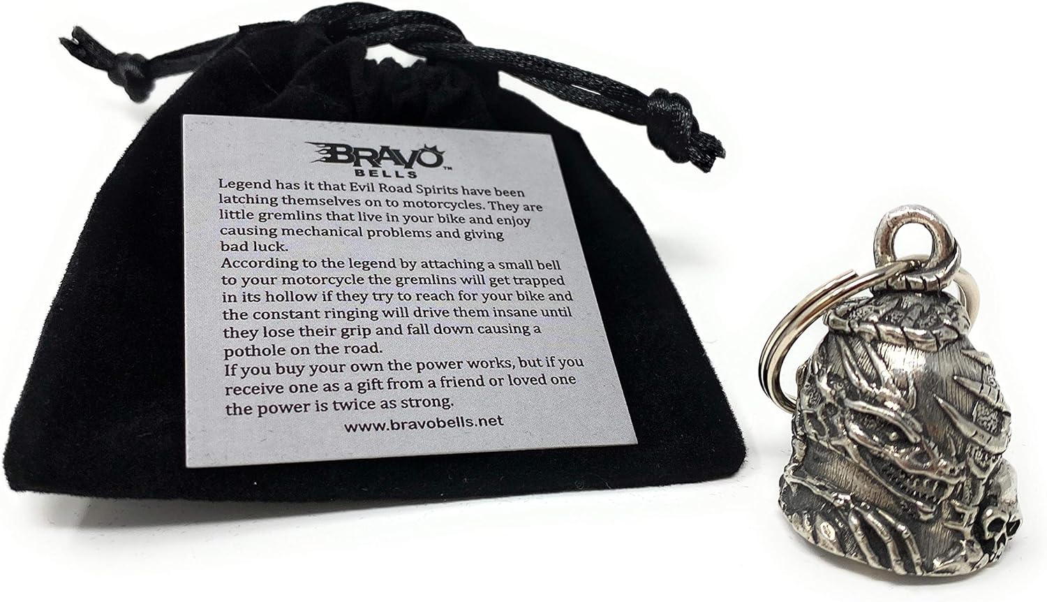 Bravo Bells Skull Dragon Bell - Biker Bell Accessory or Key Chain for Good Luck on the Road image number 5