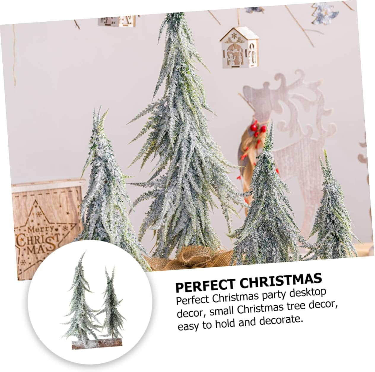Mini Christmas Tree Snowing Tree Ornament Desktop Christmas Accessory for Home Office Tabletop Display