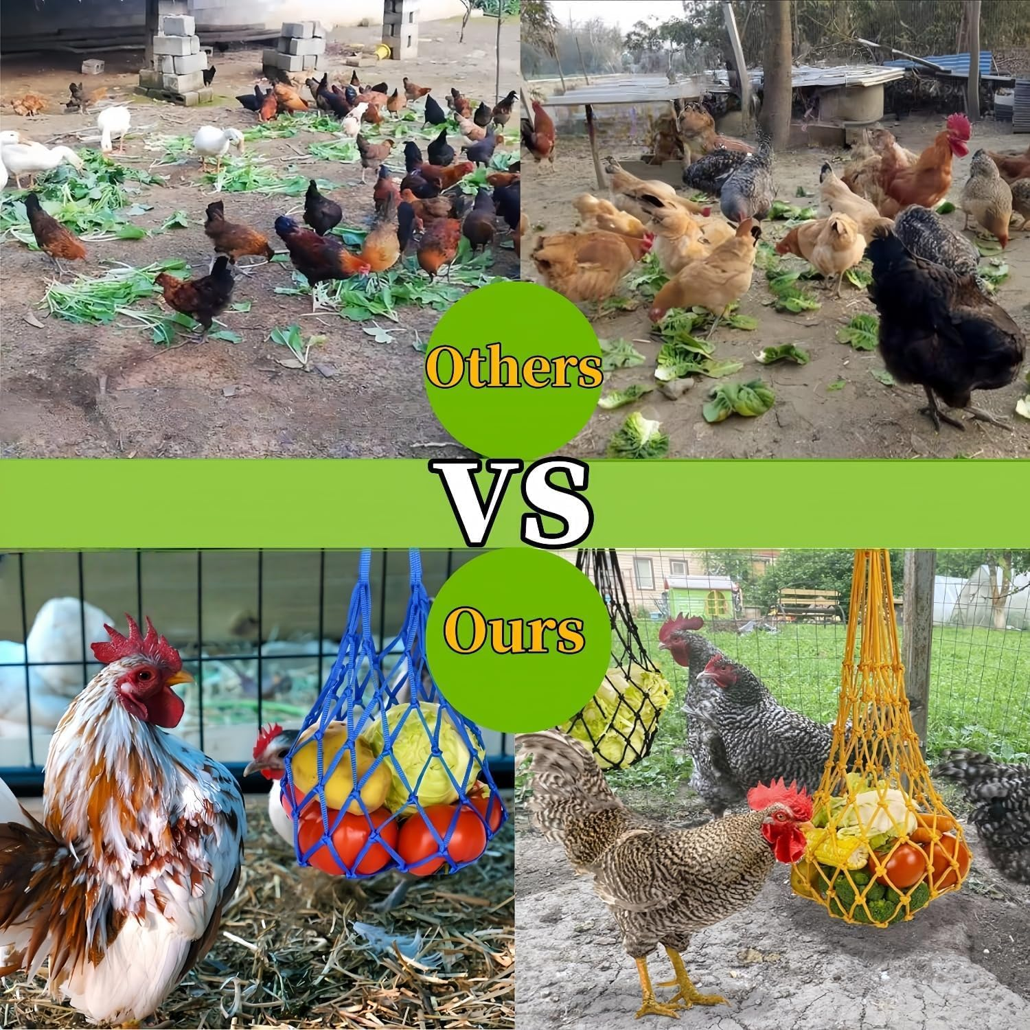 Lexziuo 1PCS Thickened Livestock Feeding Mesh Bag - Durable Poultry Feeder with Braided Rope for Hens, Ducks, Rabbits - Heavy Duty Hanging Feed Bag for Farm & Backyard Use image number 3