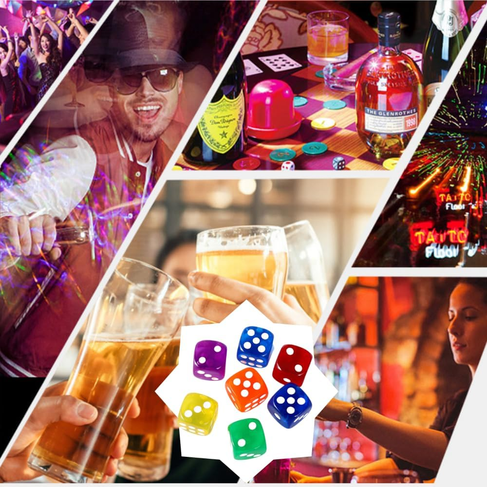 50 PCS 14Mm Dice Set, 6-Sided Colorful Dice Chessboard, Math Learning, Dice Classroom, Party Gift