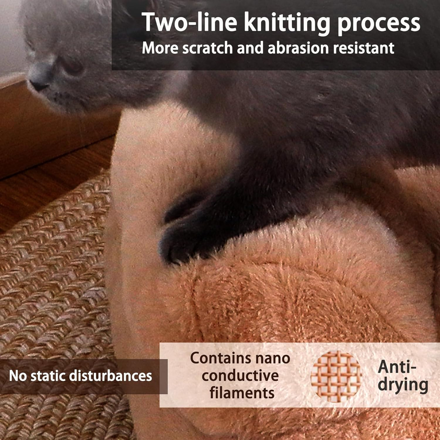 Dog Bed for Cats Medium Dogs, Pets Sofa Bed with Removable Washable Cover, Nonskid Bottom & Fine Crystal Velvet Fabric, Includes Dog Pillow - Full & Three-Dimensional, Memory Resilience image number 2