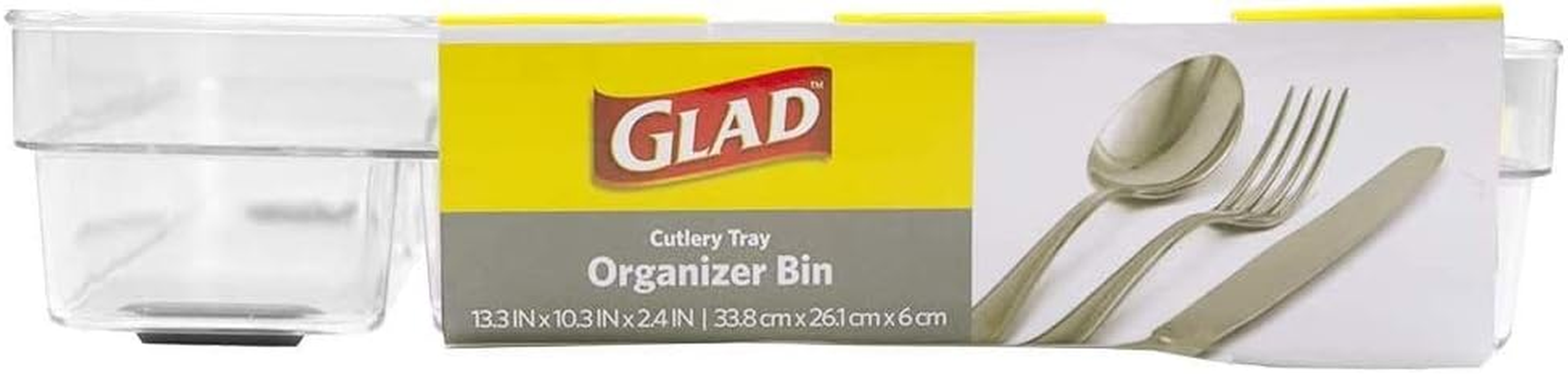 Glad Silverware Organizer Plastic Tray - Kitchen Cutlery Holder for Flatware and Utensil Drawers, Clear image number 3