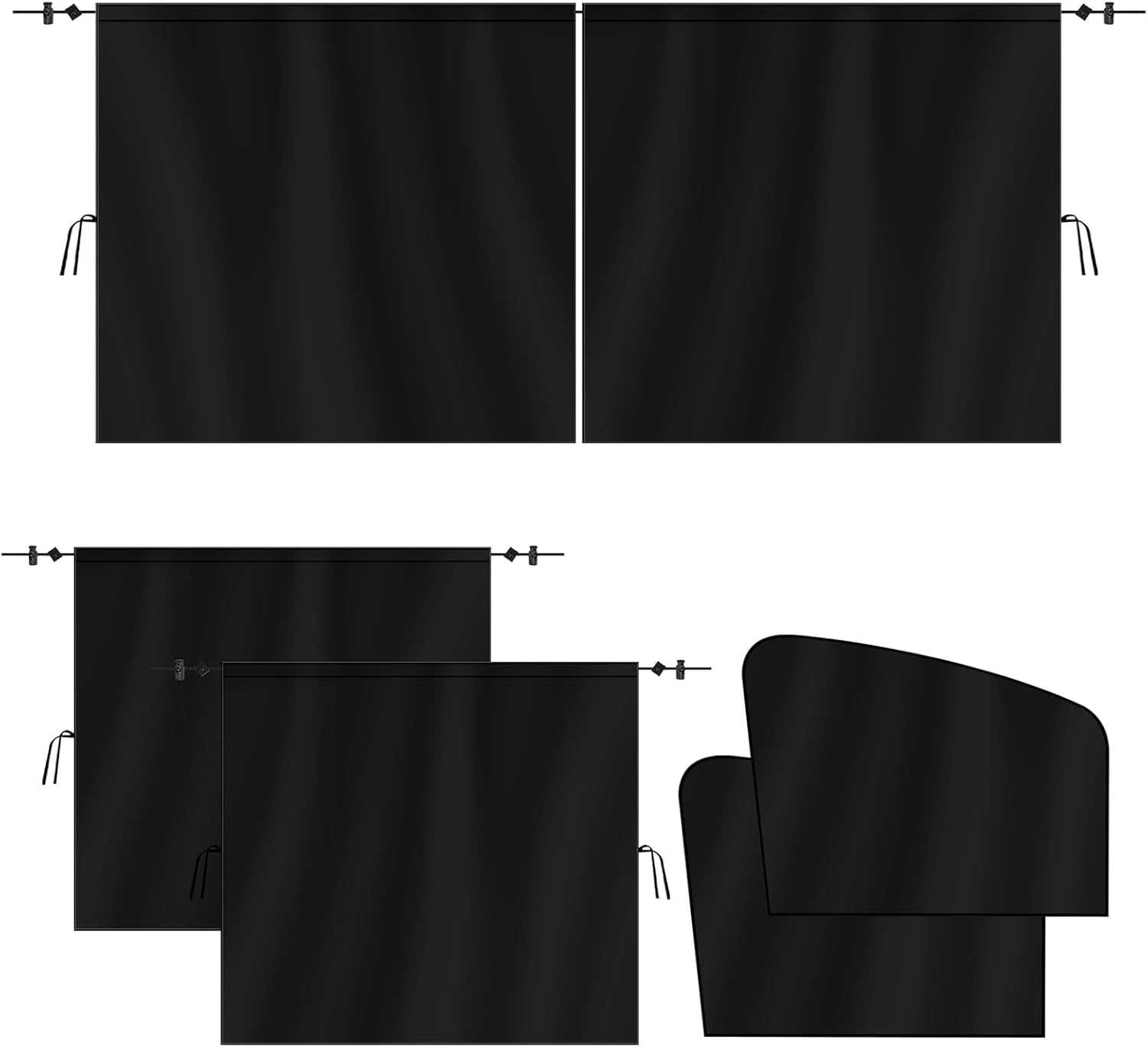 Car Curtains 3-Piece Set - 95% Light Blocking Fabric Rear Seat & Side Windows Divider Curtain Baby Shades, Wide Sedan SUV Sunshade Screen Covers for Travel Camping Nap Sleeping