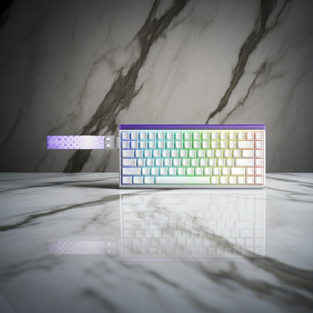 Aula Hero 84 HE Magnetic Switch Keyboard &ndash; Hall Effect, 0.01Mm Rapid Trigger, 8000Hz Polling, RGB Neon Light Box, Hot-Swappable, Web Driver, 84-Key Compact Layout (White Contour, Pluto Switch) image number 1