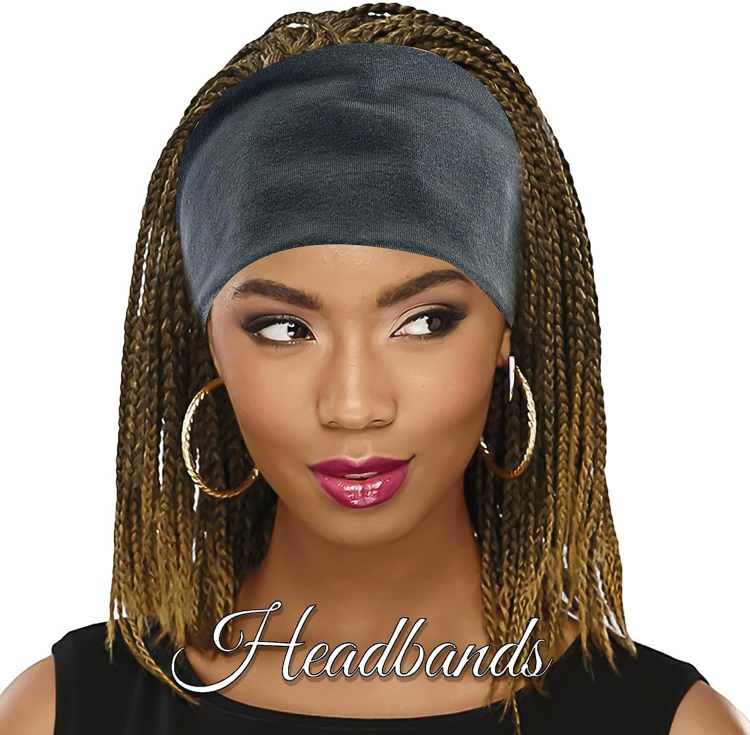 Boho Headbands for Women Wide Knotted Sweatbands Head Bands Stretchy Hair Bands Elastic Non-Slip Yoga Workout Turban Headwrap Hair Accessories (Pack of 4) image number 2