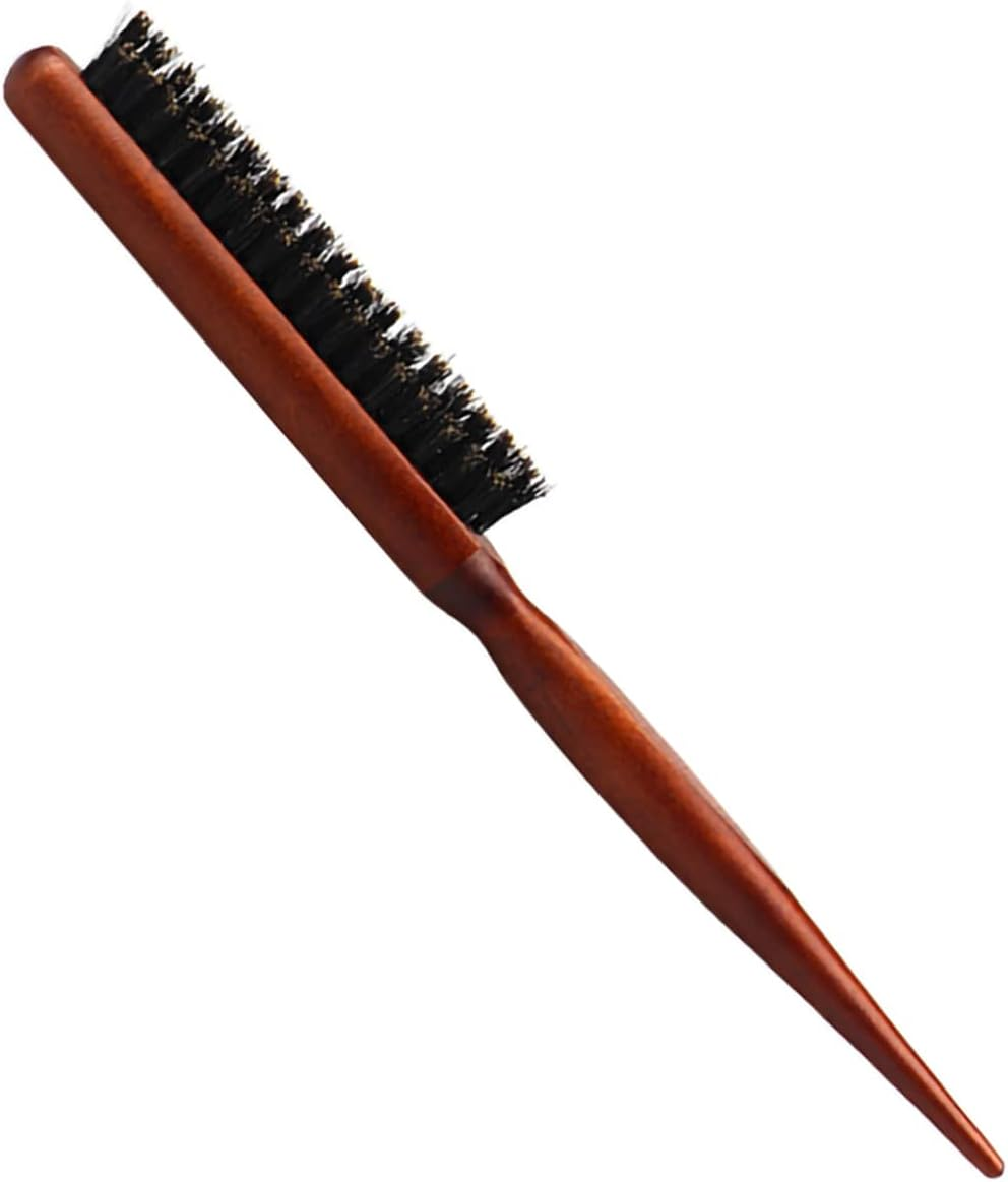 Boar Bristle Teasing Hair Brush for Women Wooden Teasing Comb with Rat Tail Pick for Hair Sectioning Used for Edge Control, Backcombing, Smoothing, and Styling Fine Hair to Create Volume image number 4
