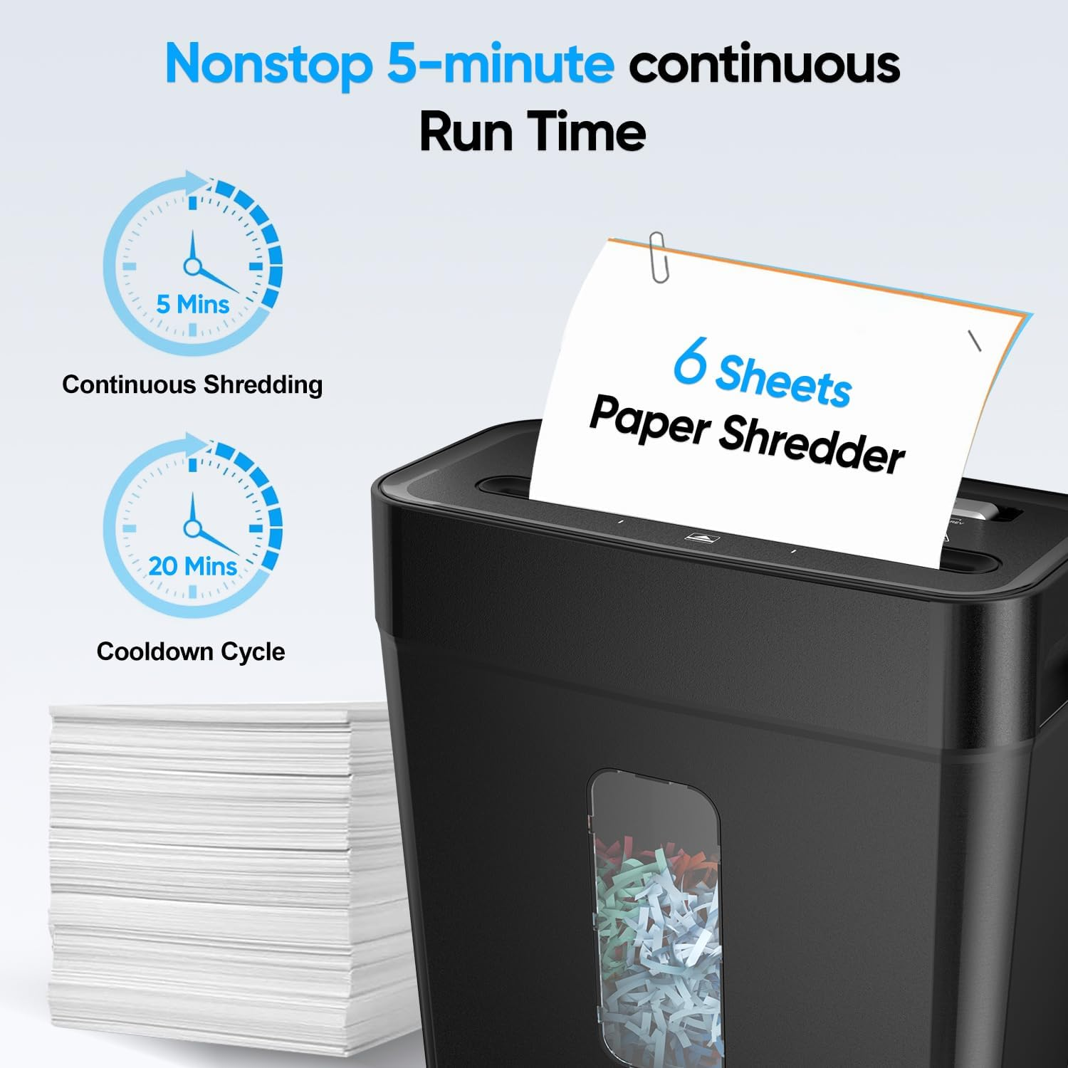 NUFECARG Paper Shredder for Home Office, 6-Sheet Cross Cut Shredder, P-4 Security Level, Heavy Duty Document Shredder with Jam Proof & Overheat Protection, Credit Card/Staple/Mail, 12L Bin image number 1