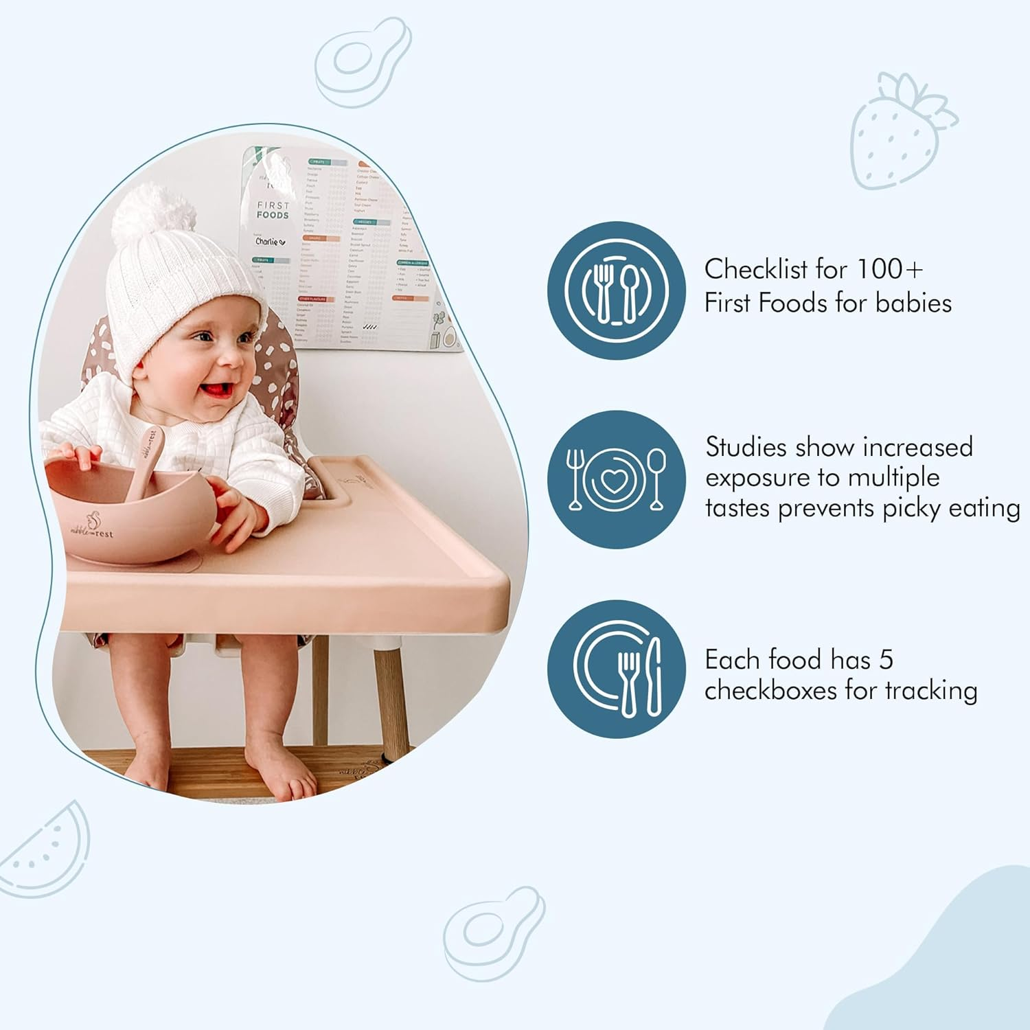 Nibble and Rest Baby'S First Foods Tracker Fridge Magnet, Dry Erase Activity Poster, Daily Food Log, 101 before One, Baby Food Chart/Checklist 25X35Cm image number 4