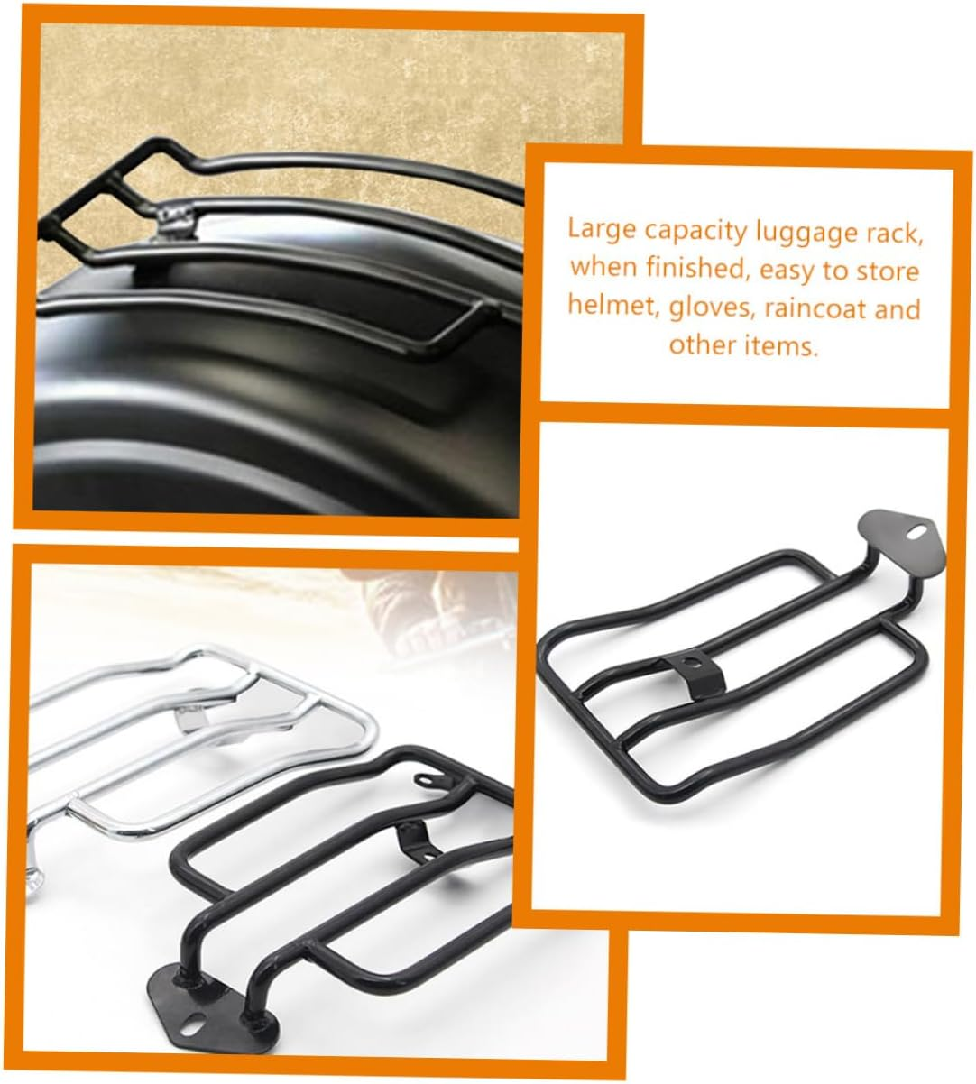 Cabilock Motorcycle Rear Luggage Rack Rear Seat Storage Rack Mount Sturdy Metal Frame Universal Fit Motorcycle Accessories for Men Carry Luggage Support for Tail Box and Helmet image number 5
