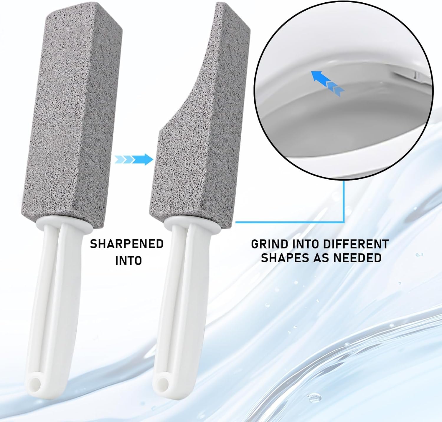 4 Pack Pumice Cleaning Stone with Handle, Toilet Bowl Cleaner Toilet Brush with Non-Slip Long Plastic Handle for Kitchen/Bath/Pool/Household Cleaning image number 4