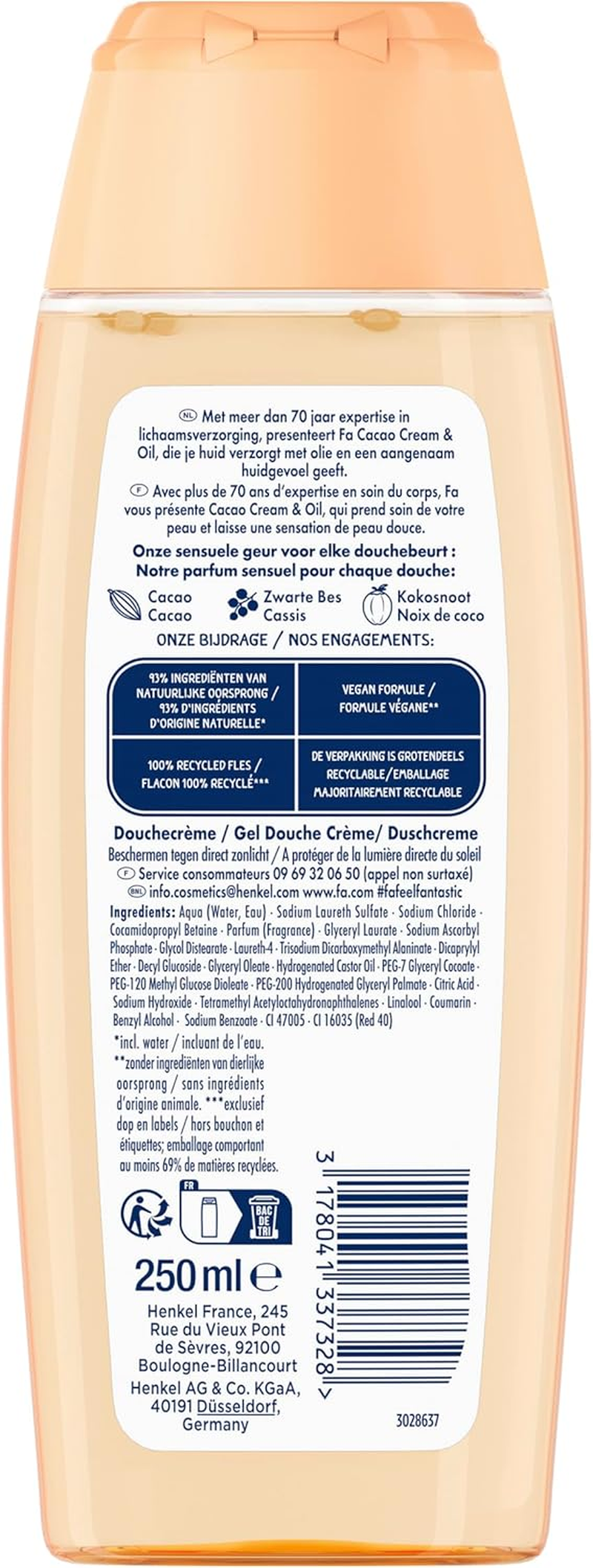 Fa Cream & Oil Shower Gel Coconut Oil/Cocoa Butter Fragrance 250 Ml