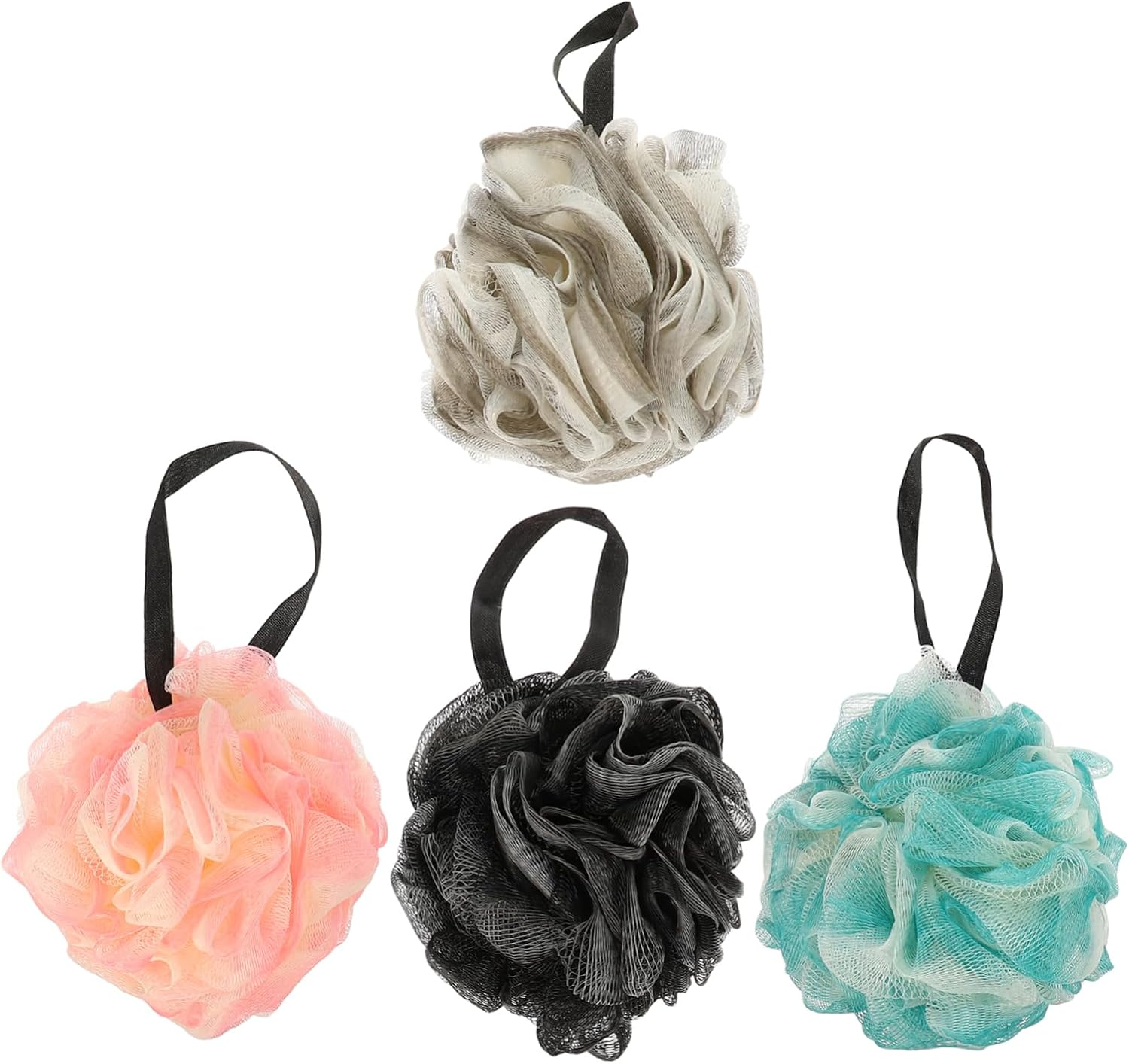 HAPINARY 4Pcs Bath Ball Soft Pe Exfoliating Shower Loofah for Gentle Cleansing for Grey image number 3