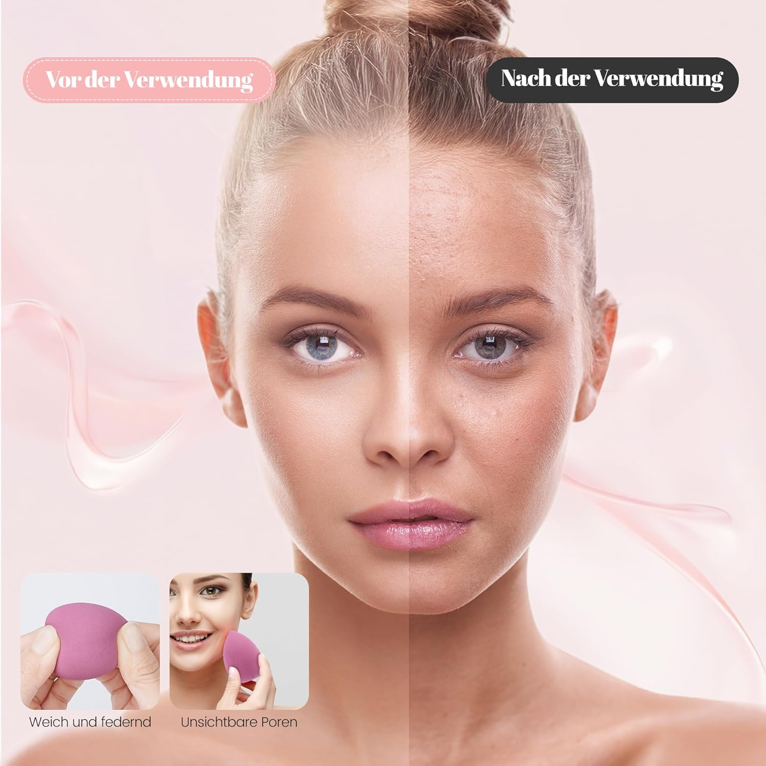 Make up Sponge Set, 4 Pieces, Cosmetic Accessories with Storage Box, Moisture Sponges for Foundation, Concealer, Wet and Dry image number 6