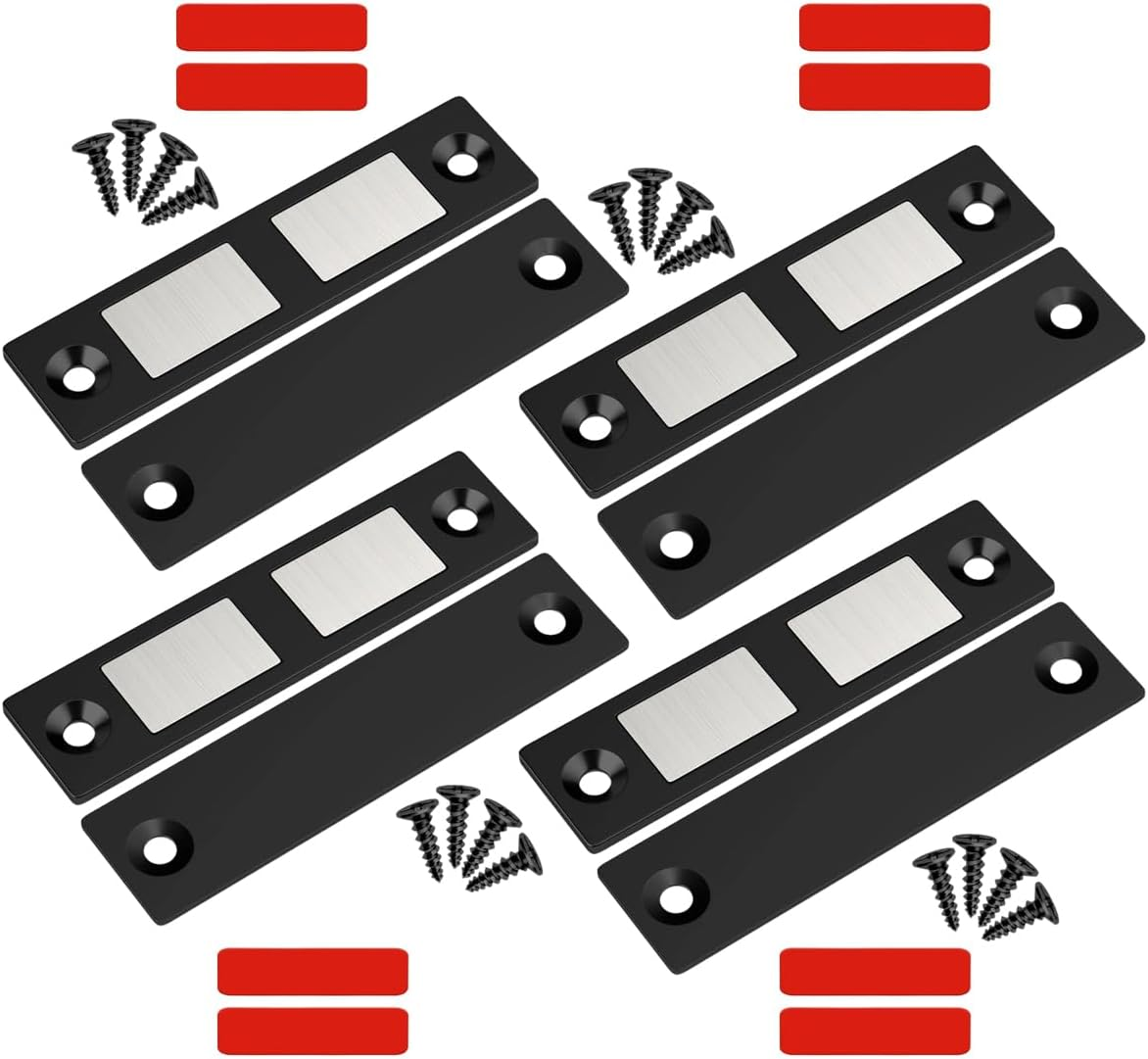 4 Pack Magnetic Door Catch Black, Heavy Duty Cabinet Latch, 30 Lb Cabinet Drawer Door Magnets, Kitchen Magnets Closures image number 5