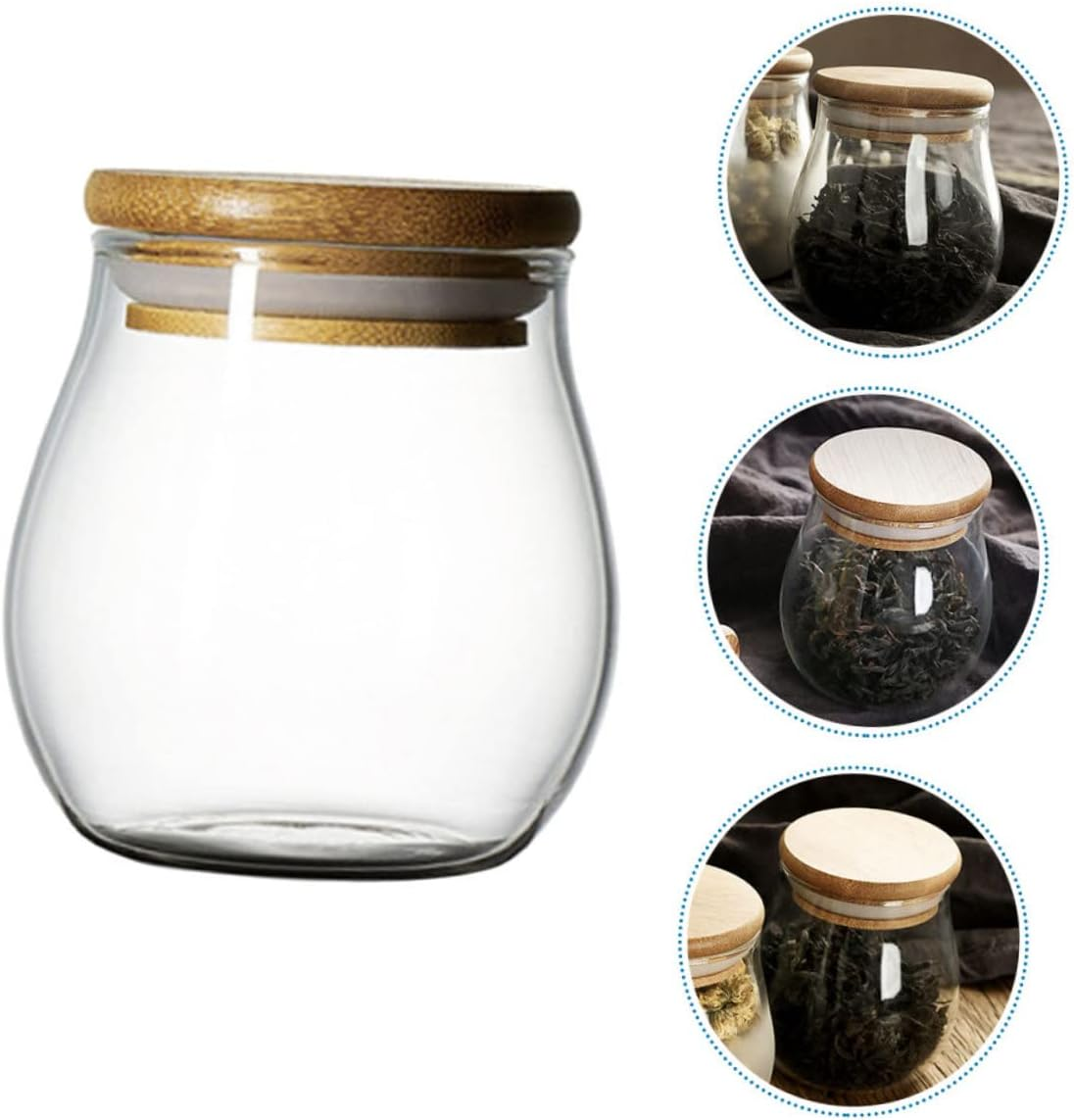 CIYODO Tea Canister Transparency Glass Tea Can Storage Jar for Home Loose Leaf Storage Food Container image number 2