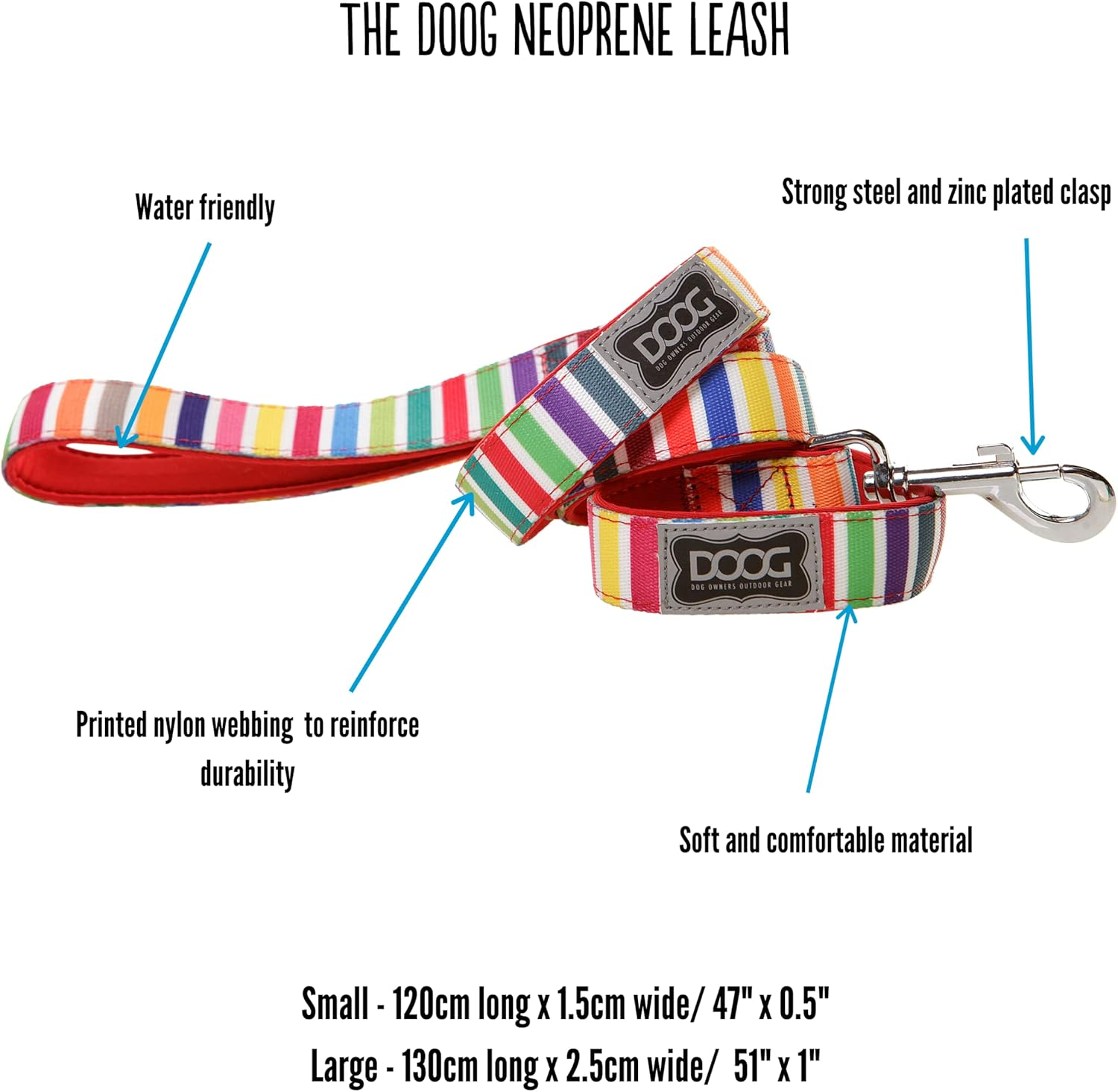 Doog&rsquo;S Neoprene Padded Lead with Soft Handle &ndash; Durable with Comfortable to Use for Running, Hiking, and Walking with Your Dog (Pongo, Small) image number 4