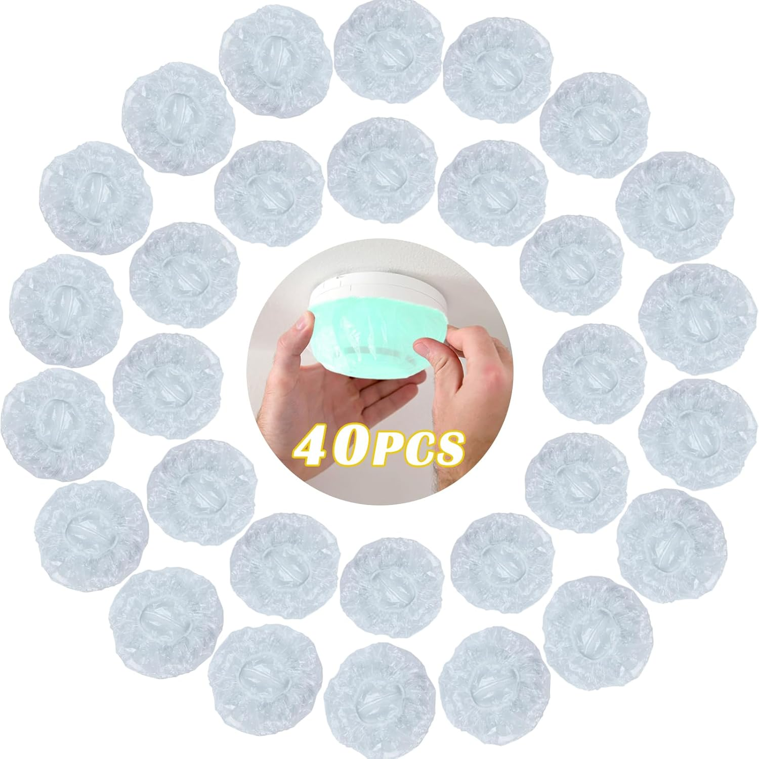 40 PCS Dxmimer Smoke Detector Cover Fire Alarm Cover, Thickened Elastic Plastic Reusable Smoke Alarm Dust Paint Cover for Home Cooking or Baking (White)