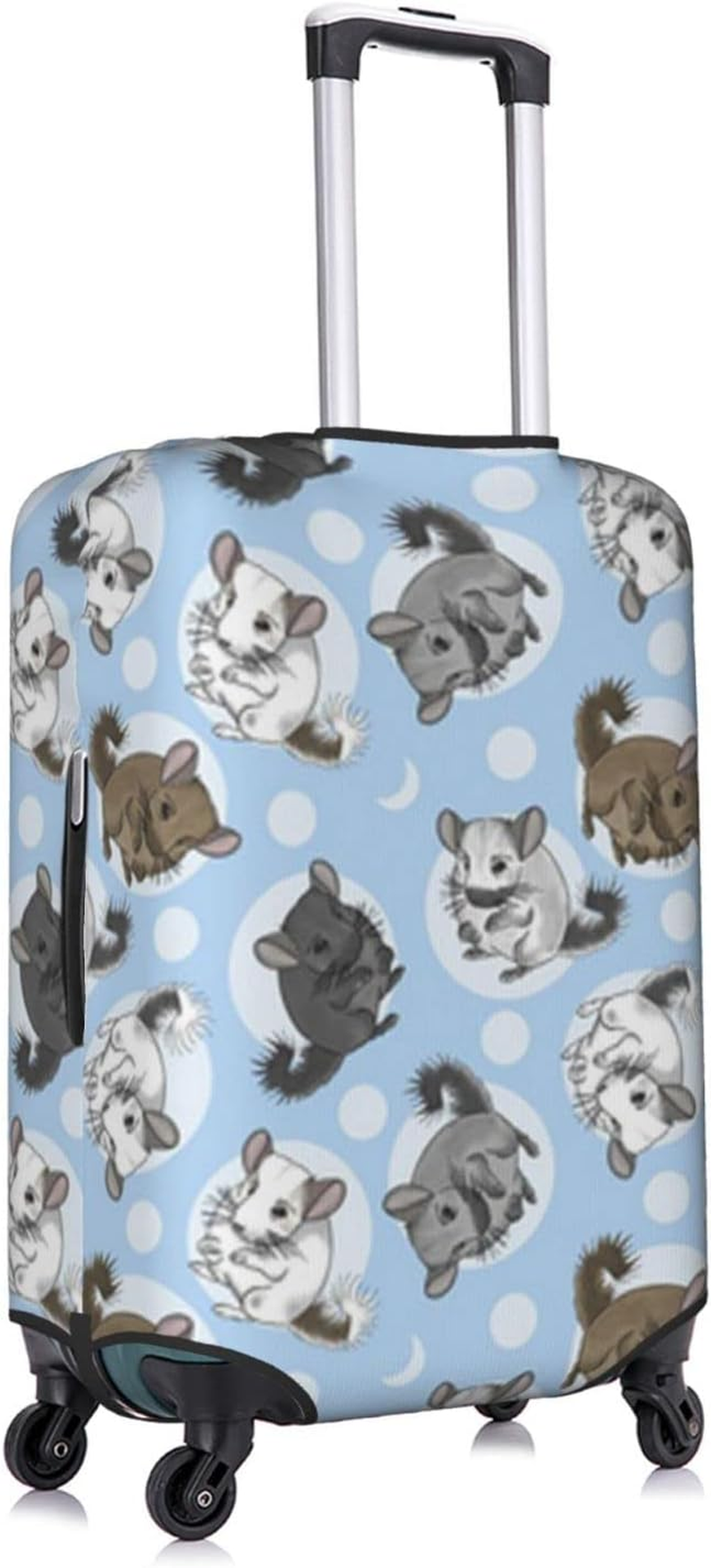 Blue Chinchillas and Moon Luggage Cover Anti-Scratch Suitcase Protector Fits 18-32 Inch Luggage image number 4