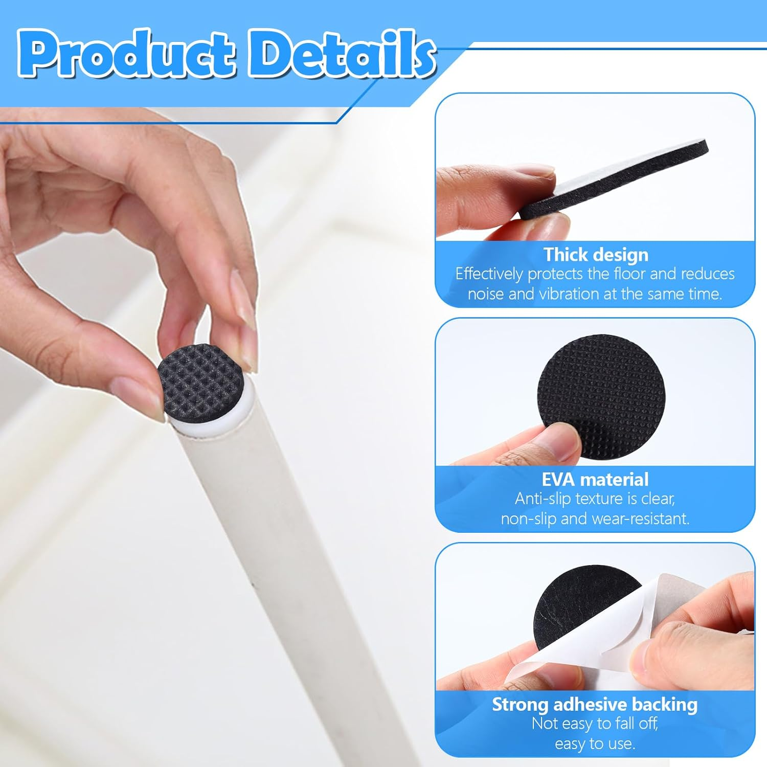 ASTIMESA 90 Pcs 3 Sizes round Anti-Skidding Furniture Pads, Self-Adhesive Rubber Feet Chair Leg Hardwood Floor Protectors, anti Scratches Furniture Sliders for Tiles Table Black (Round 90Pcs) image number 1