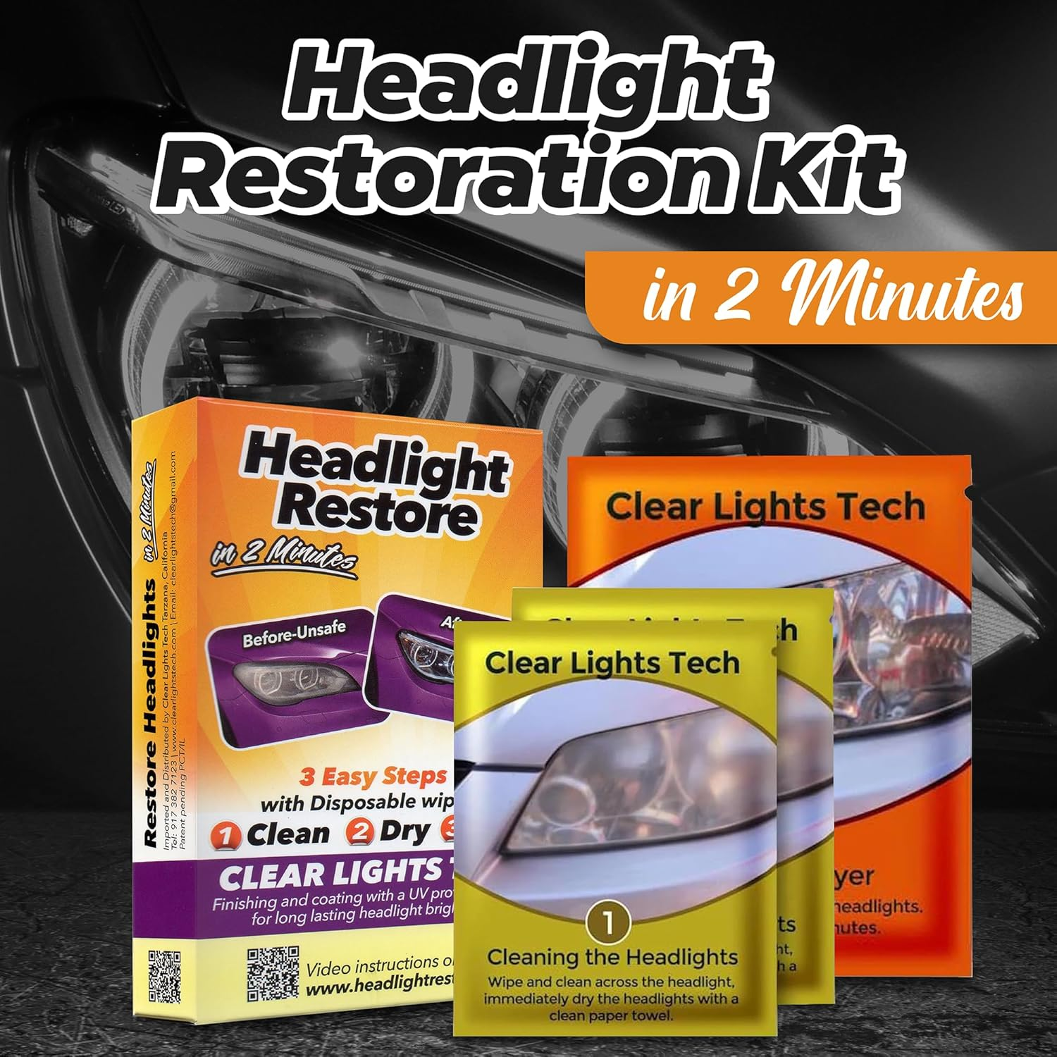 CLT Headlight Restoration Kit, Headlight Lens Cleaning Wipes image number 6