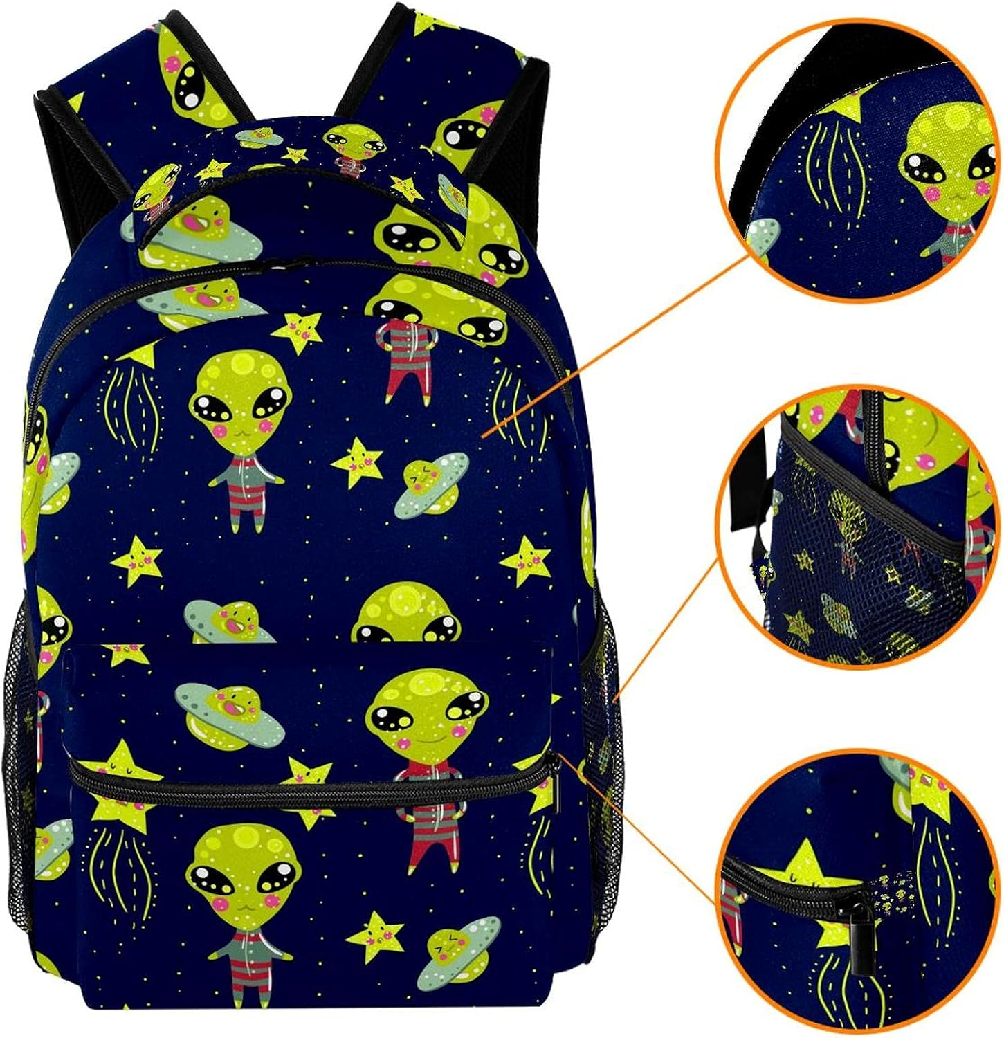 Alien Pattern Backpack Students Shoulder Bags Travel Bag College School Tote Backpacks image number 1