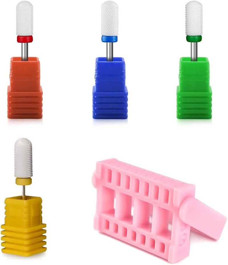Rolabling round Head Ceramic Nail Drill Bit for Electric Nail Drill Manicure Machine Accessories Tool (5PCS Medium) image number 1