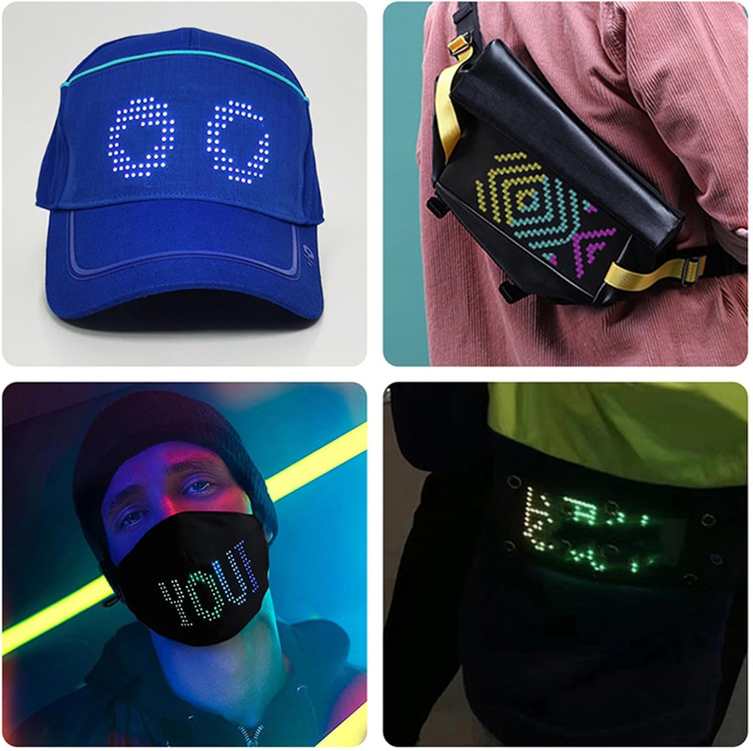 Flexible LED Display with APP Control, HD Full Color Programmable LED Screen with 12X32 Resolution, Water Proof Wearable RGB Sign for Bag Hat Glasses Accessories (158.5X58Mm) image number 2