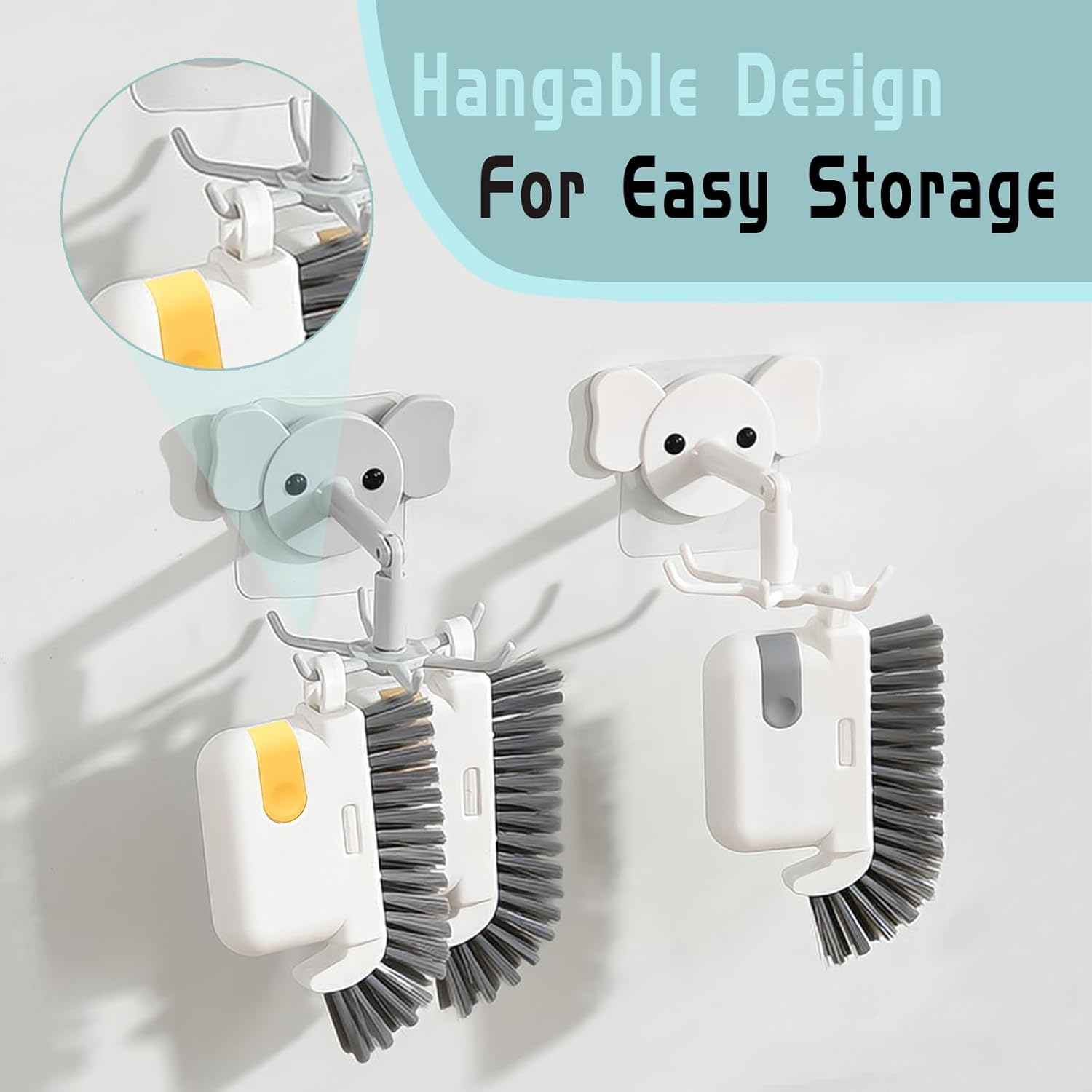 2 Pack Scrub Brushes for Cleaning, Bathroom Cleaning Brush, Cleaning Brushes for Household Use (Gray, Yellow) image number 5