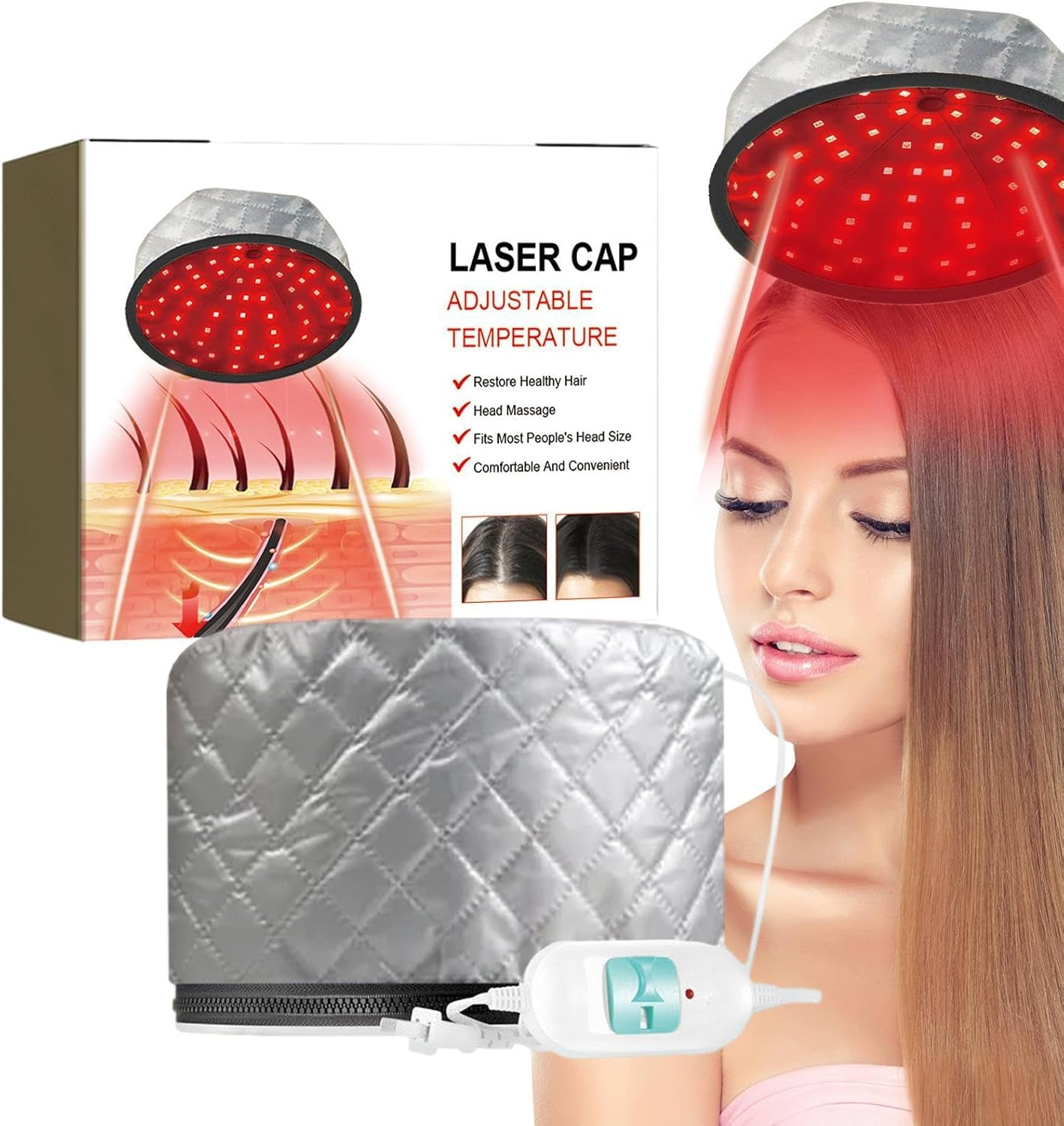 Electric Hair Care Cap - Adjustable Oil Steamer Hat | Deep Care Treatments | Heating Caps for Deep Conditioning | Thermal Hat for Hair 2 Mode Steamer Caps for Natural Hair Portable Heat Hair image number 1