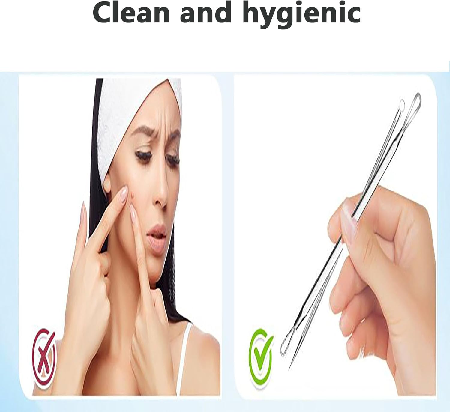 SYGELER Professional Stainless Steel Blackhead Remover Tool - Acne/Pimple Extractor Kit, Painless Blemish Removal for Face, Nose & T-Zone (2Pcs) image number 3