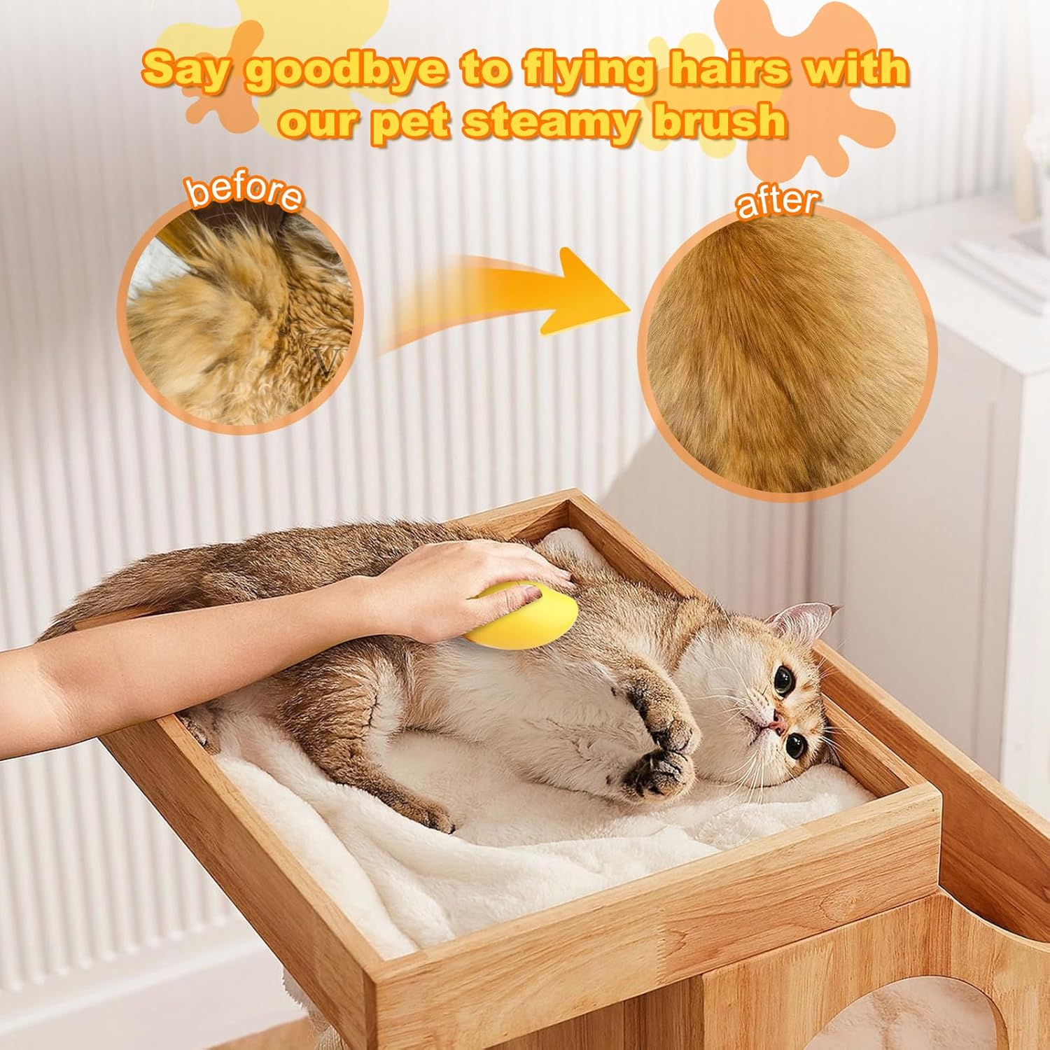 Steamy Cat Brush, Cat Steam Brush for Hair Cleaner, 3-In-1 Steam Brush for Cats, Cat Care Brush Pet, Cat Spray Massage Comb, Pet Hair Remover, Hair Removal Comb for Cats and Dogs image number 4