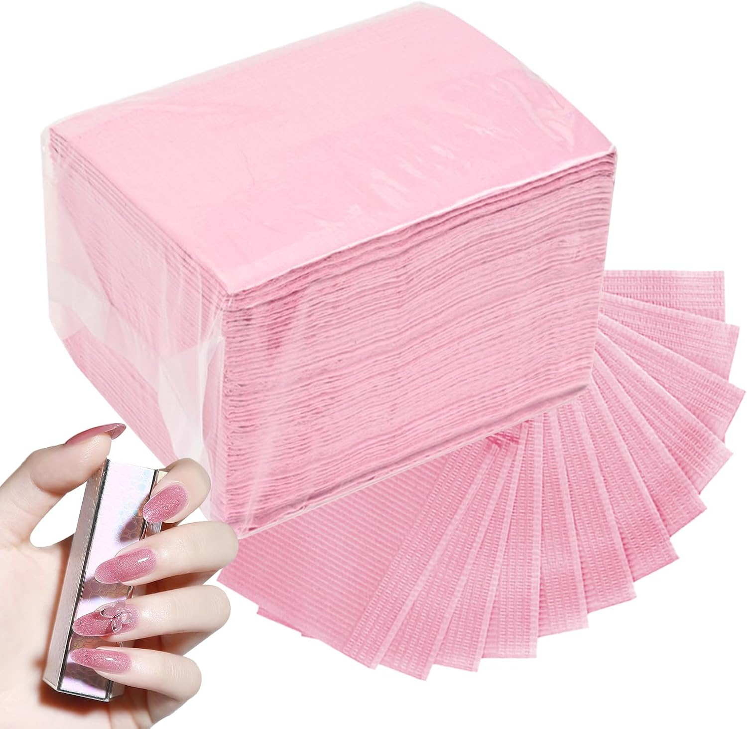 Nail Wipes - Nail Towels | Acrylic Nil | Eyelash Cleaning Wipes | Collar Mats Decoration Kits | 50Pcs Waterproof Pad Manicure Table Mats | Water Absorbing 3-Layer Design Clean Pads for Manicure Remov