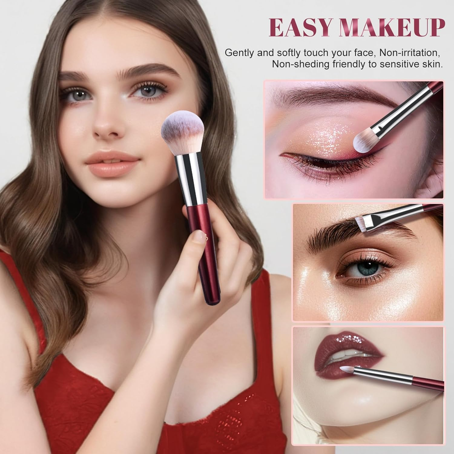 BS-MALL Makeup Brush Set Premium Synthetic Foundation Powder Concealers Eye Shadows Blush Makeup Brushes with Black Case image number 1