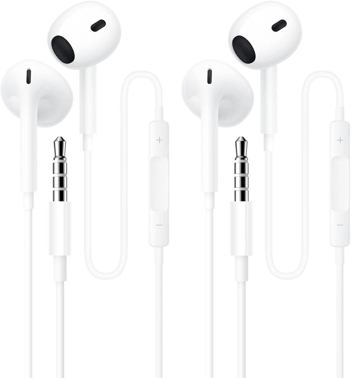 XINSHIKEJI 2 Pack Headphones with Cable in Ear with Microphone and Volume Control for Most 3.5 Mm Jack Audio Devices