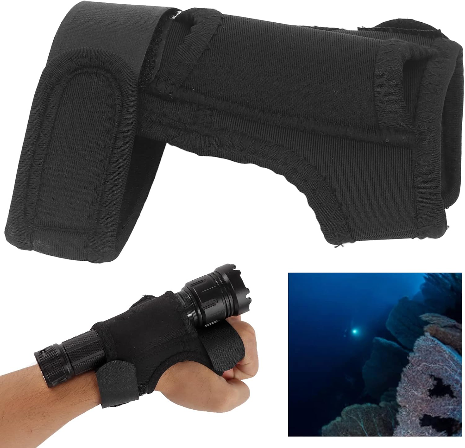 Gsycle Wrist Flashlight Holster, Thickened Nylon Diving Flashlight Holster Diving Torch Arm Holder Flashlight Glove Hands Flashlight Holder image number 4