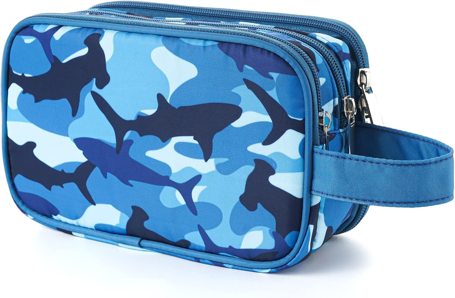 Hapycat Kids Toiletry Bag for Girls and Boys, Shark Blue