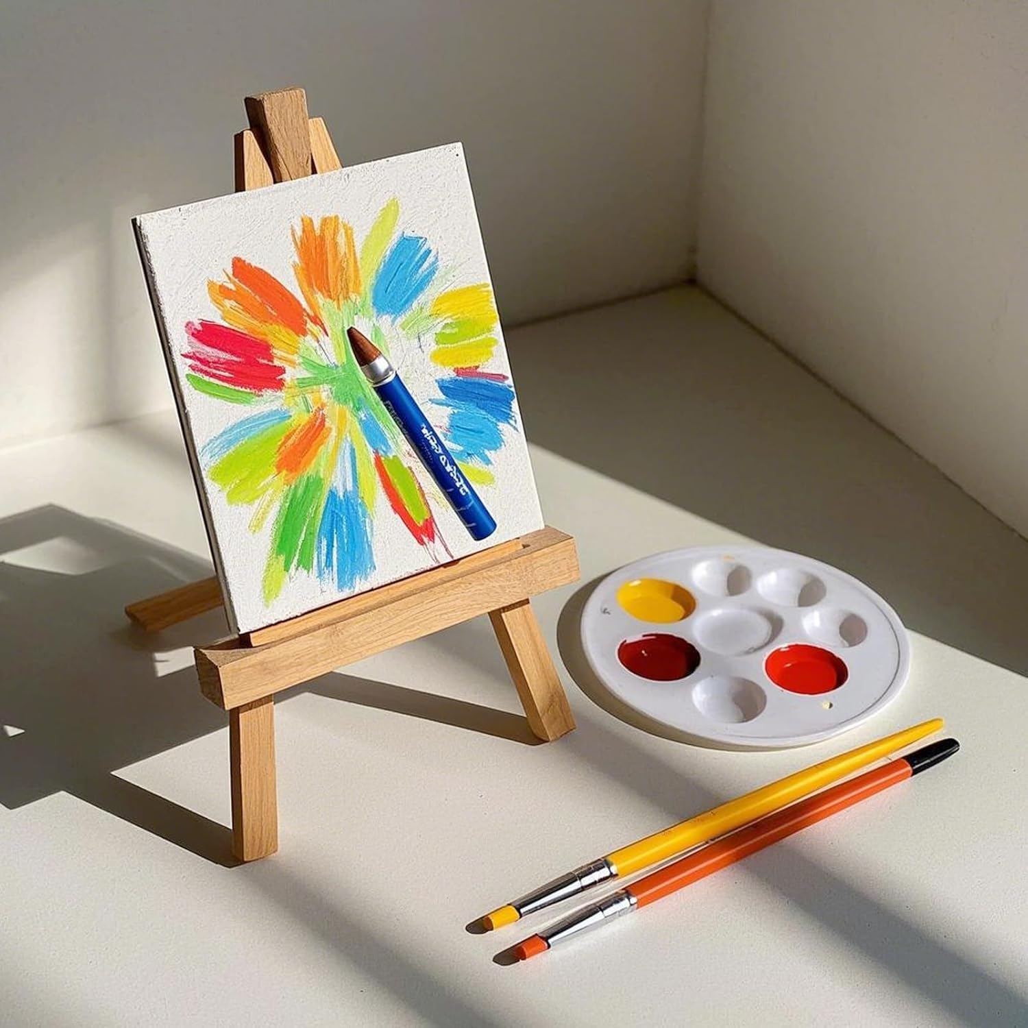 HAKZEON 36Pcs Mini Easel, 8X15Cm Adjustable Mini Wooden Easel, Triangle Easel Stand Table Top, Small Easels for Display Wedding Photos, Mini Drawing, Mobiles, Crafts image number 4