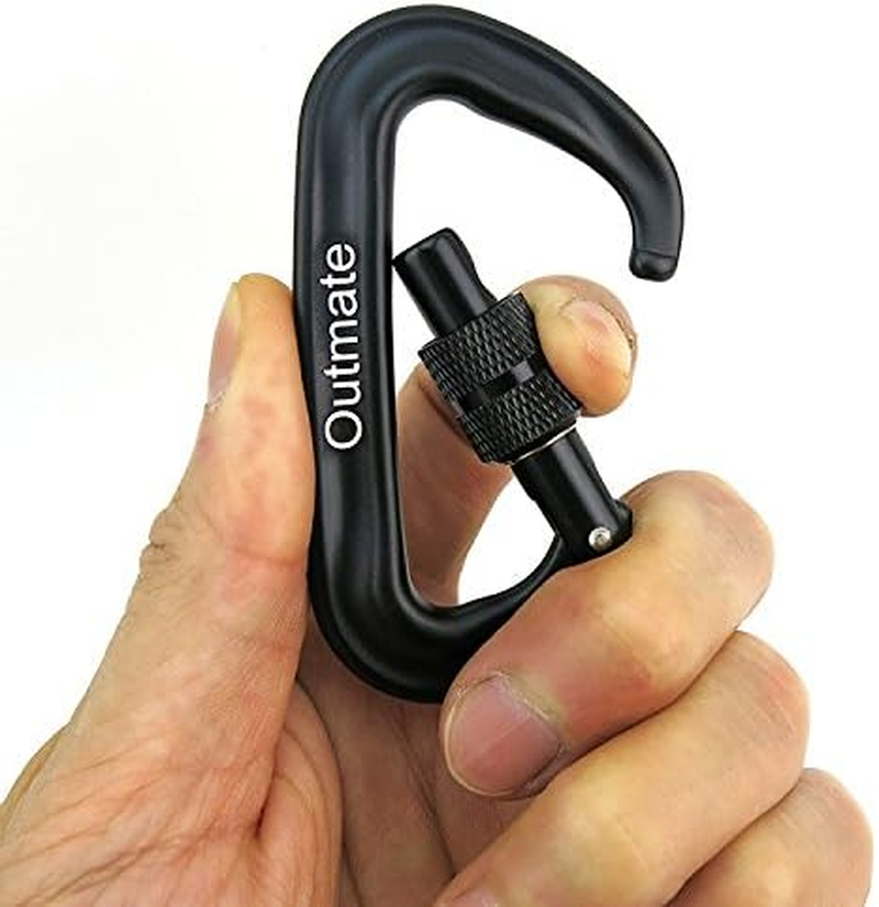 'Outmate 12Kn 3.2''X2'' Heavy-Duty Carabiner Clips - Durable, Lightweight Aluminum Alloy Carabiners for Hiking, Camping, Keychains, Dog Leashes, Hammocks & More' - 2 Cyan image number 2