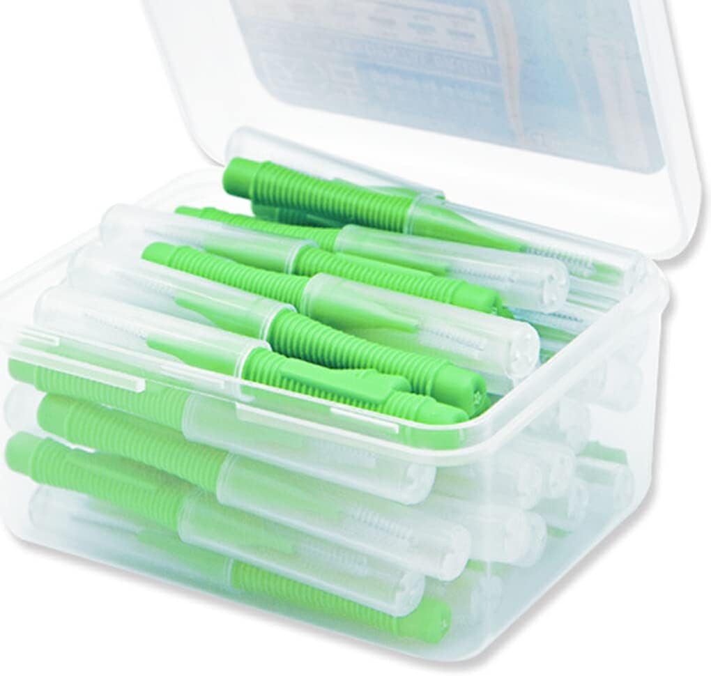 40Pcs Interdental Brush Supple Floss Push-Pull Teeth Brushes I Shaped Handheld Indoor Oral Hygiene Tool Travel Holiday, Green & 0.8Mm - Green  0.8Mm image number 5