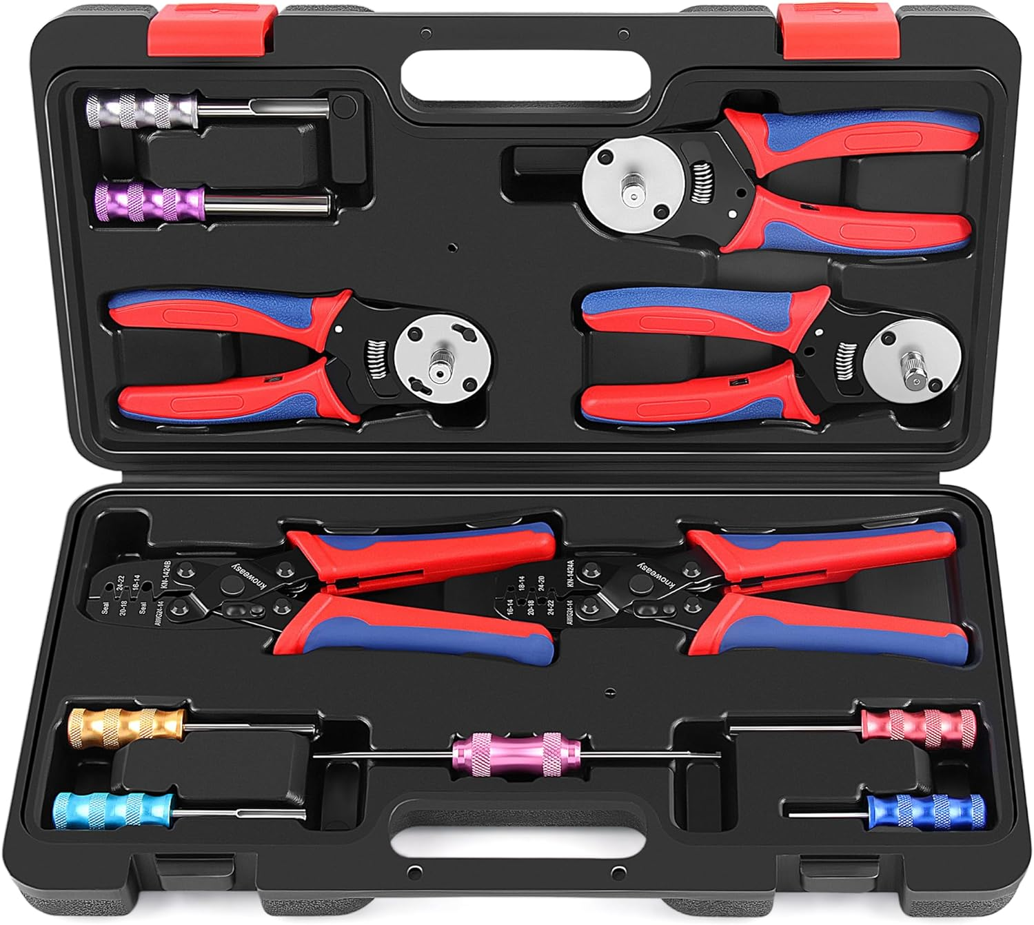 Knoweasy Deutsch Crimper Kits for Deutsch DT Connectors: Close Barrel and Open Barrel Crimper, Deutsch Removal Extraction Tool, Weather Pack Terminals - Includes 12PCS image number 4