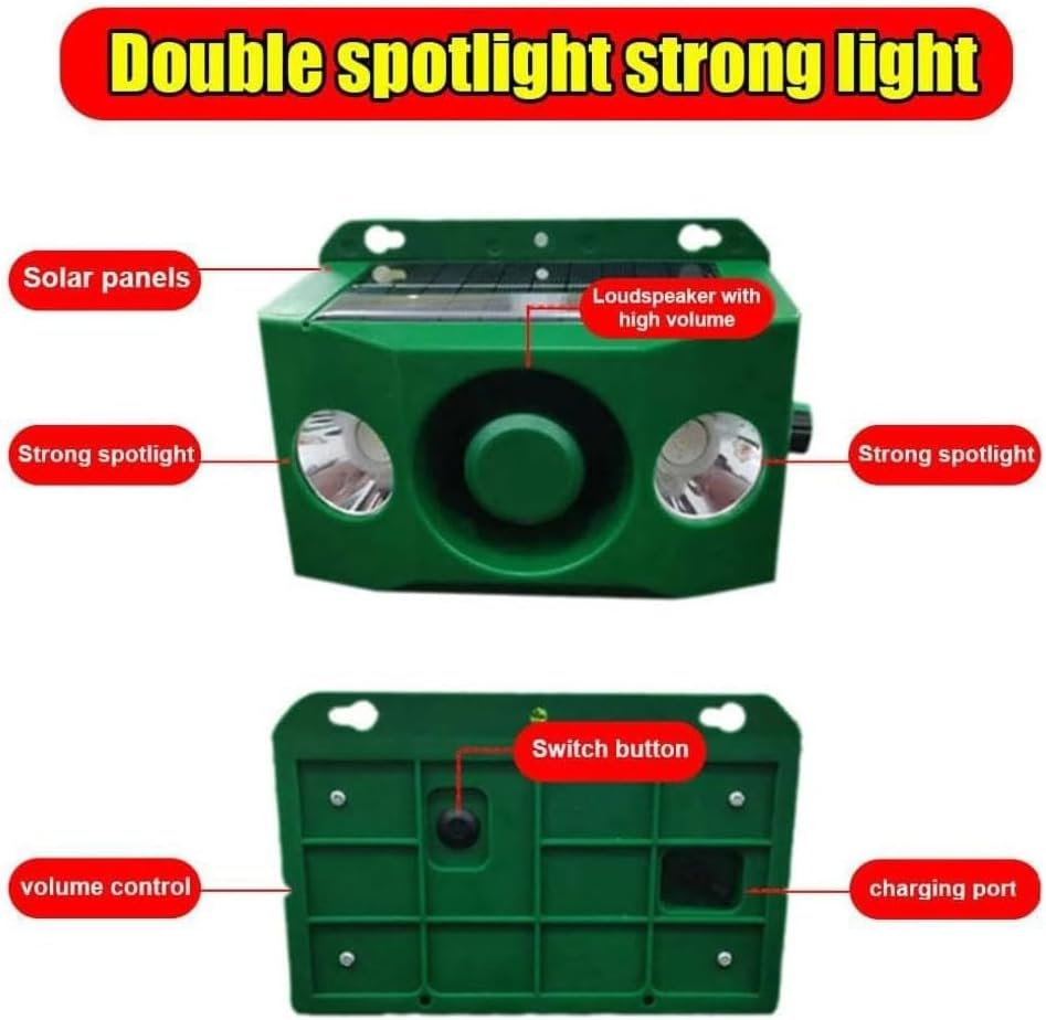 Beast Repellent Solar Warning Lights with Loud Volume,Solar Animal Repellent Alarm,Solars Lights Outdoor,Solars Security with Loud Volume for Orchard Farm Barn Yard(2 Spotlights) image number 5