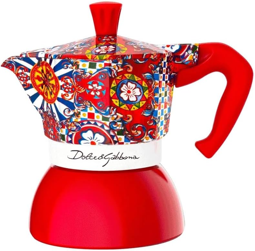 Bialetti Dolce&Gabbana Sicilian Cart Moka Induction Coffee Maker | Bi-Layer Boiler Technology | Compatible with Induction, Electric & Gas Stovetops | Soft-Touch Handle | 90 Ml Capacity, 2 Cups image number 4