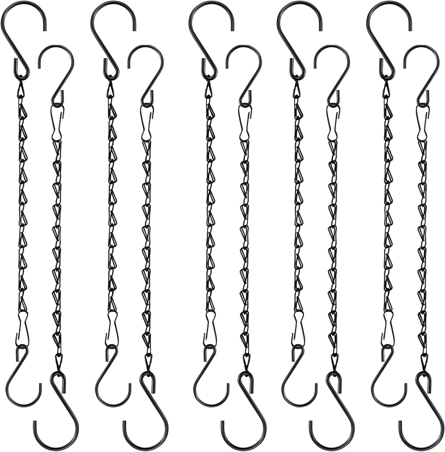 Chain for Hanging Plants, 10 Inch Black Plant Chains for Hanging Planter Baskets Kits with Hooks for Bird Feeder Wind Chime, Small Chains Perfect for Indoor Outdoor Decor (10 PCS) - 10 Inch, Black-5Pcs image number 4