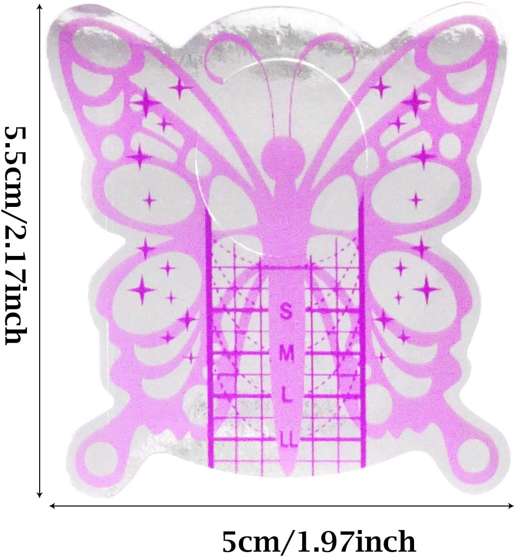 Honbay 100PCS Butterfly-Shaped Acrylic Nail/Uv GEL Nail Extension Tips Form Guide Stickers image number 3