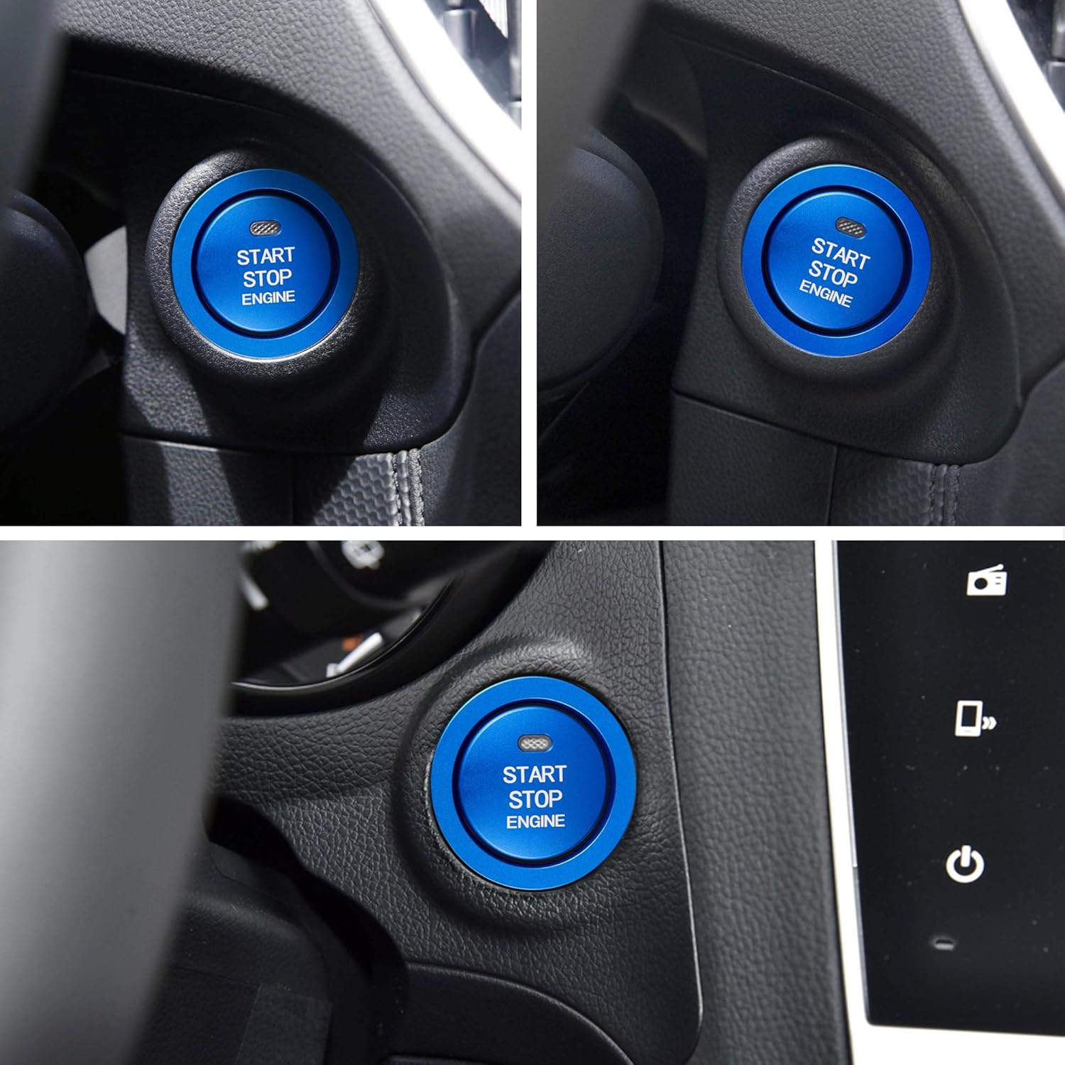 TOMALL Aluminum Engine Start Stop Push Button Cover Trim Compatible with Subaru Forester Legacy Impreza Outback Ascent BRZ XV Car Engine Ignition Start Button Cap Surrounding Trim Ring (Blue) image number 4