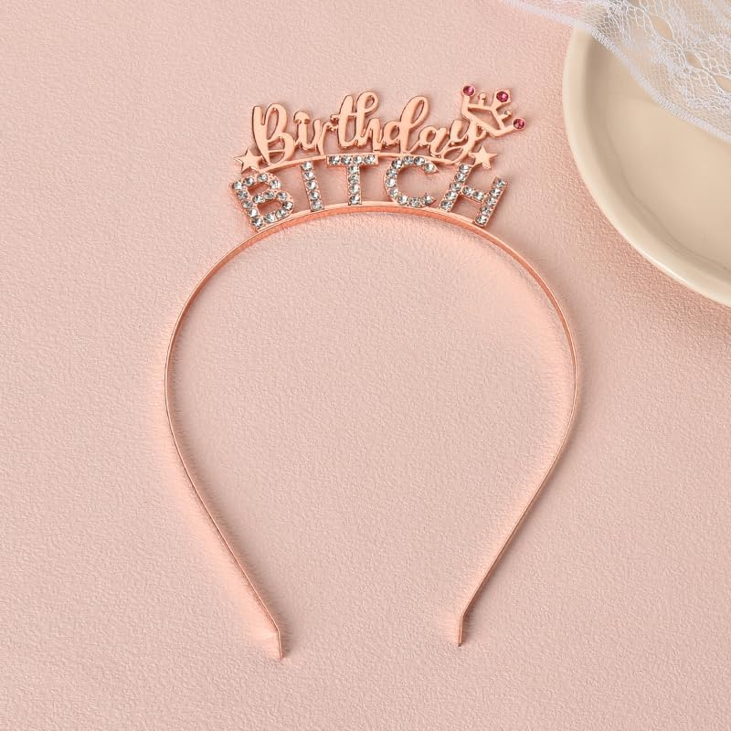 Happy Birthday Headbands for Women Girls Birthday Party Hair Accessories for Teen Girls Girlfriend Wife Birthday Gifts for Besties Soul Sisters Birthday Bday Presents for Her Crown Rhinestone Hairhoop image number 3