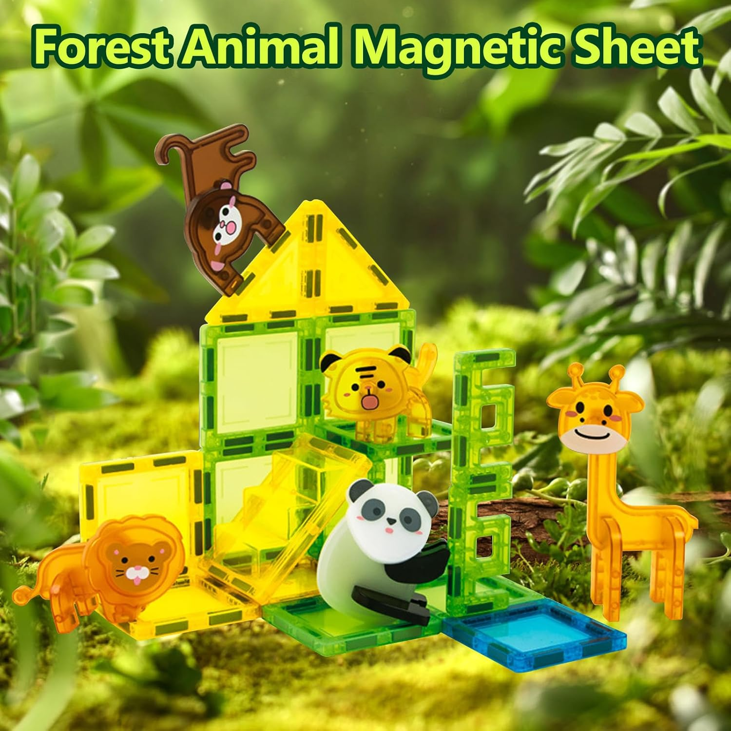 Magnetic Tiles Forest Animals Magnetic Building Blocks Set for Kids Educational STEM Toys Construction Set for Girl Boy Birthday Gifts Toddler Ages 3 4 5 6 7 8 image number 1