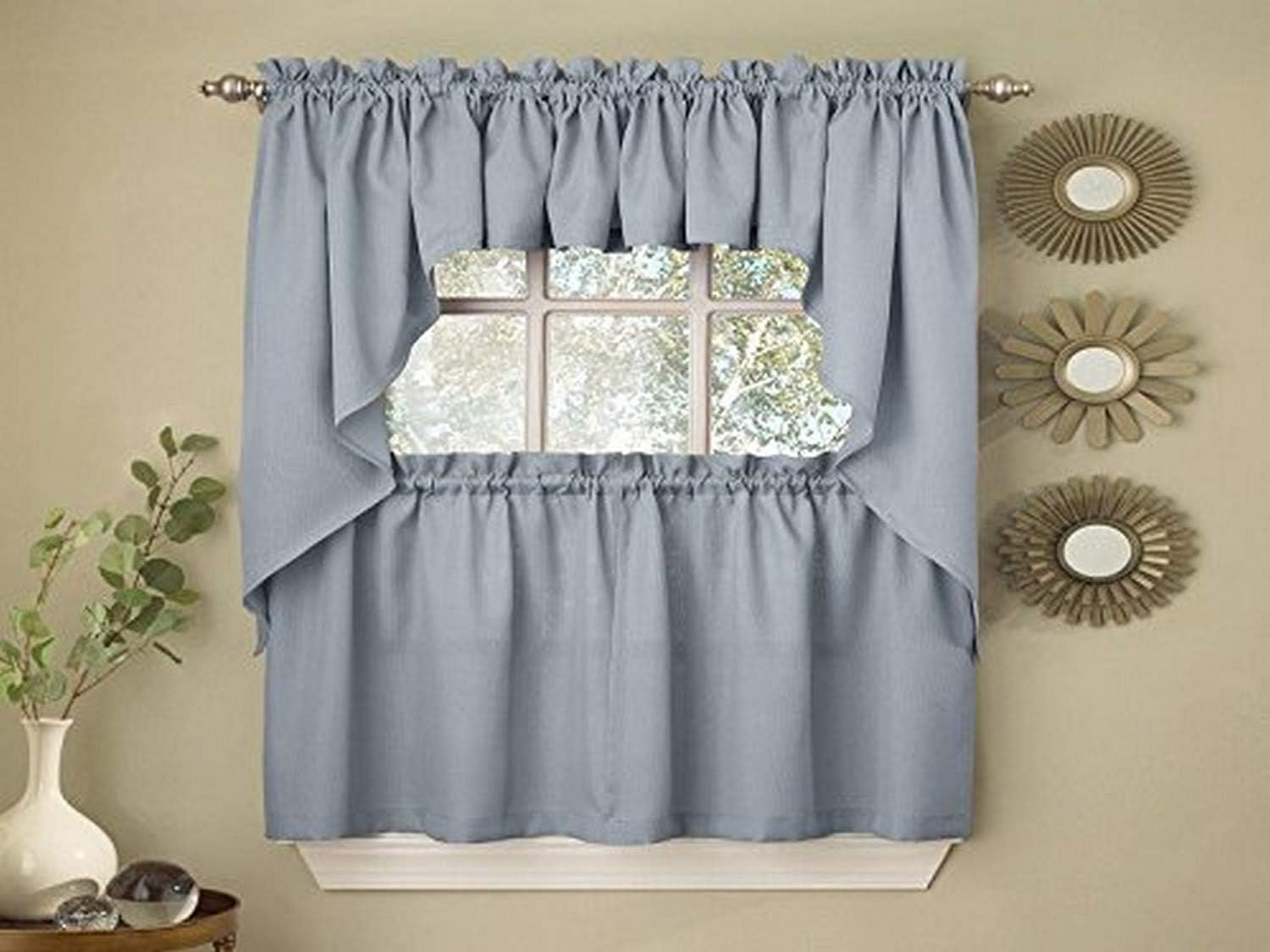 Sweet Home Collection Old World Style Floral Heavy Lace Kitchen Curtain Valance, Hopewell White image number 4